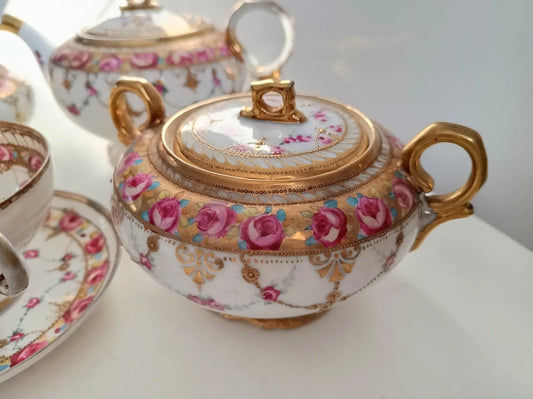 Antique Rare Meiji Old Morimura Noritake Export Rose Gilt Bijoux Tea Set Art Nouveau 1902
