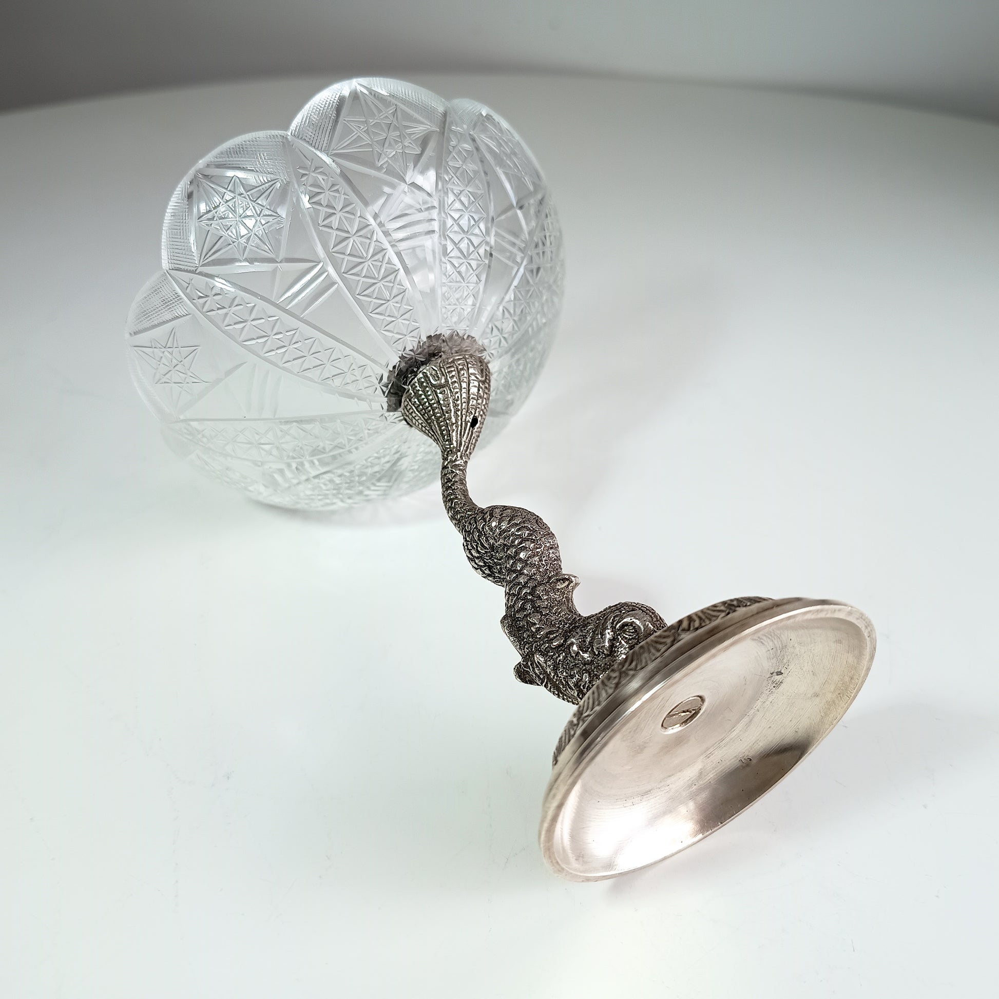 Antique French Glass and Silver Dish