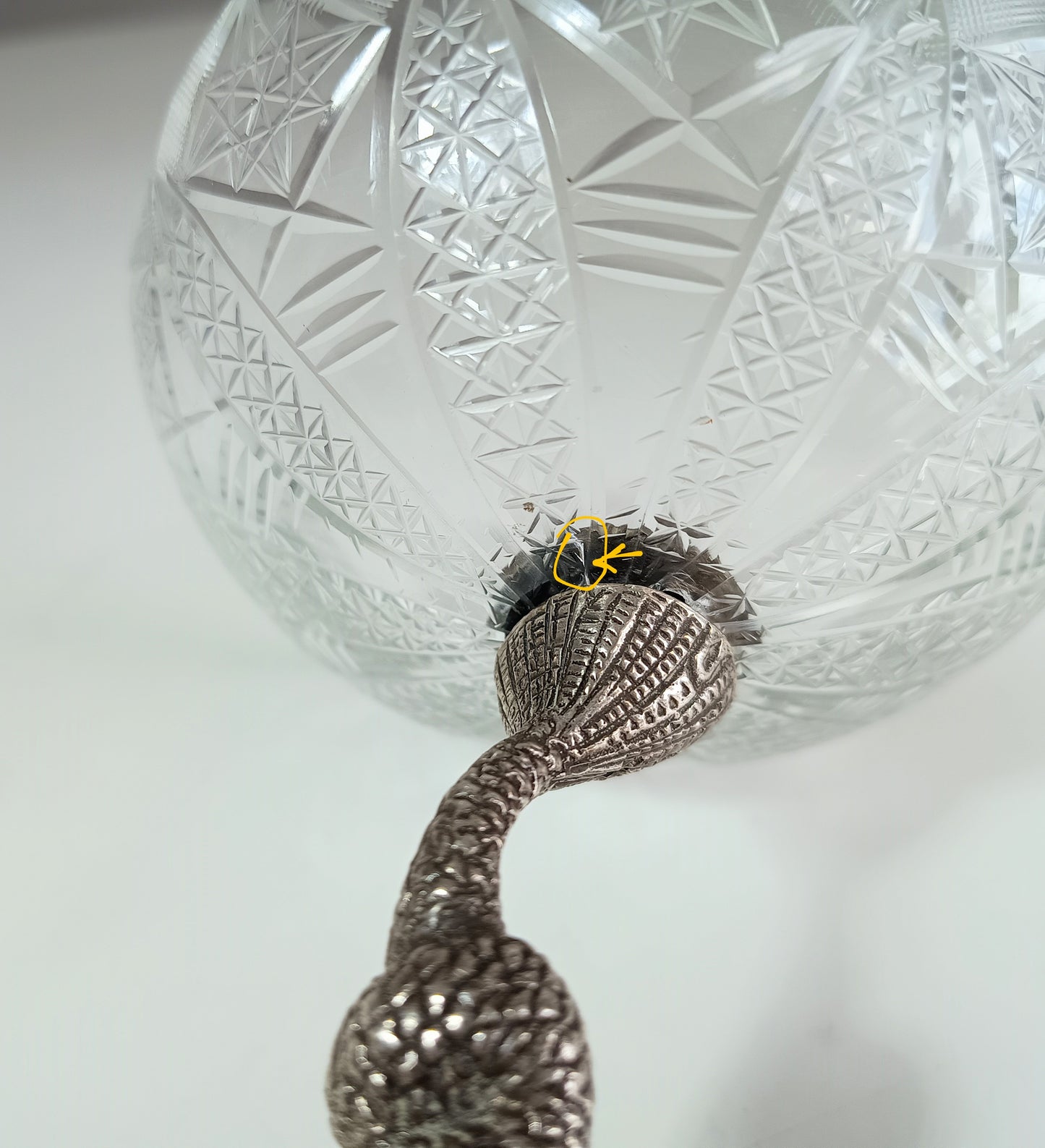 Antique French Biscuit Bowl with Cast Figural Dolphin Stand – Silver Plate & Cut Glass, 10.25" Tall