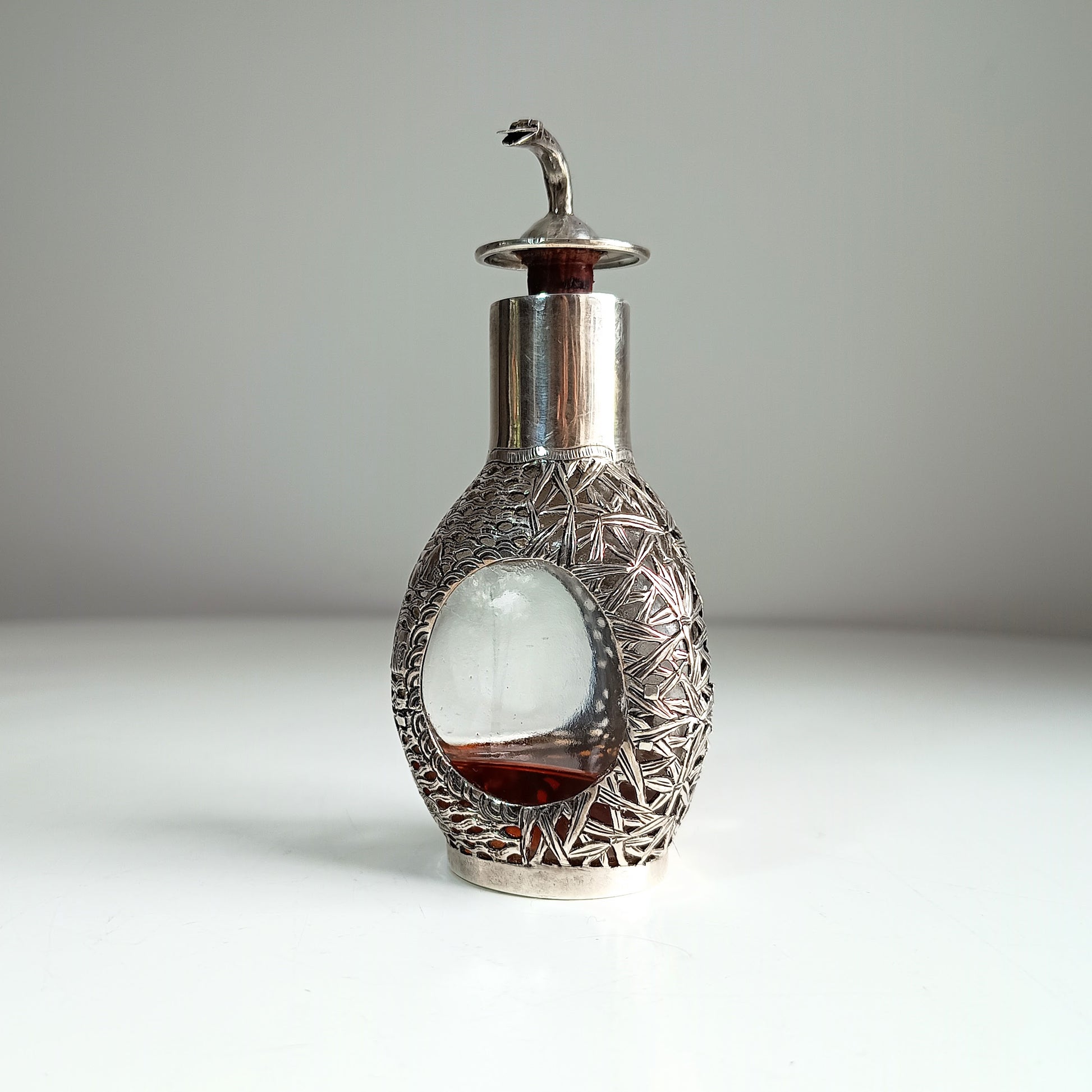 Chinese Export Hallmarked Sterling Silver Bamboo Dragon Pagoda