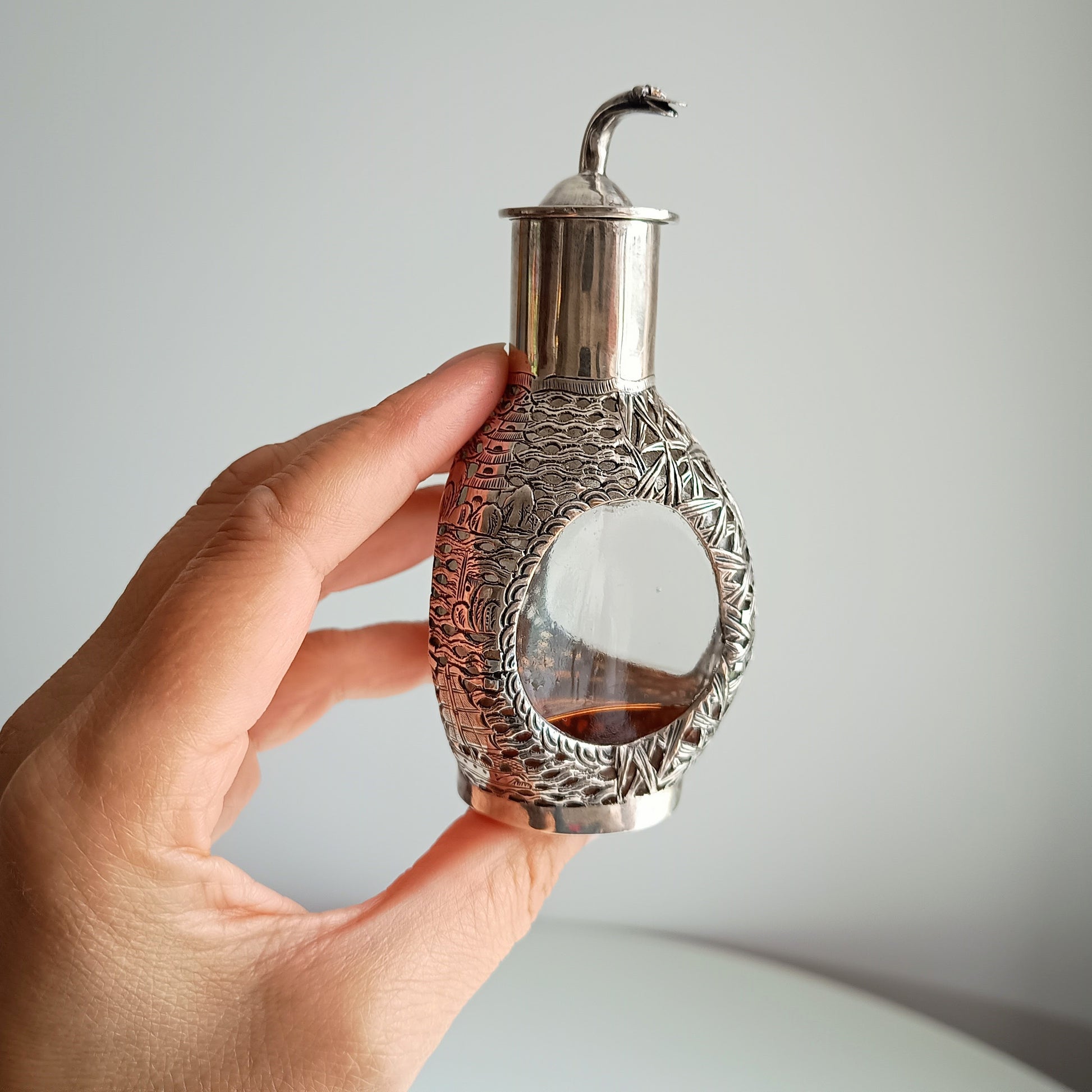 Chinese Export Hallmarked Sterling Silver Bamboo Dragon Pagoda