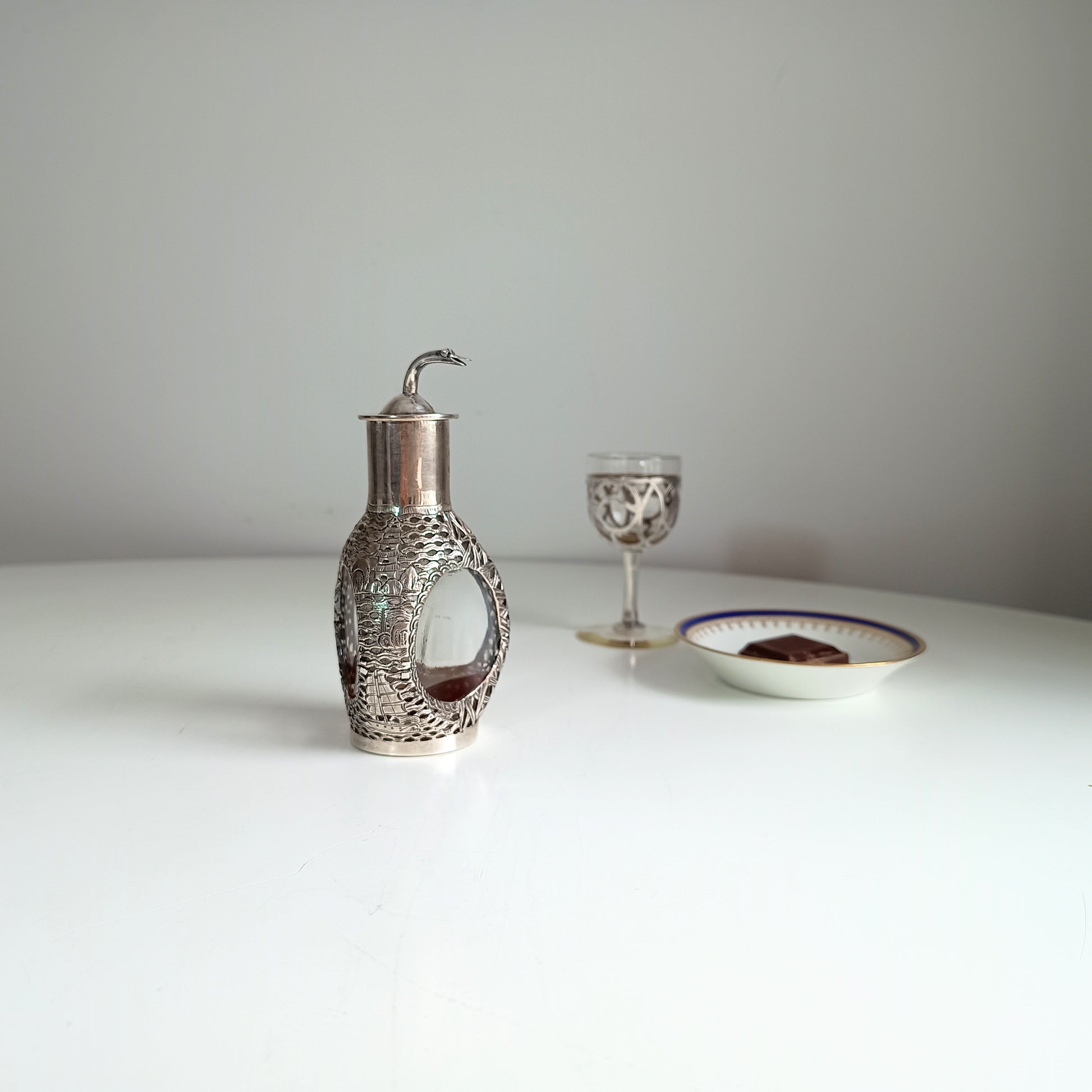 Chinese Export Hallmarked Sterling Silver Bamboo Dragon Pagoda