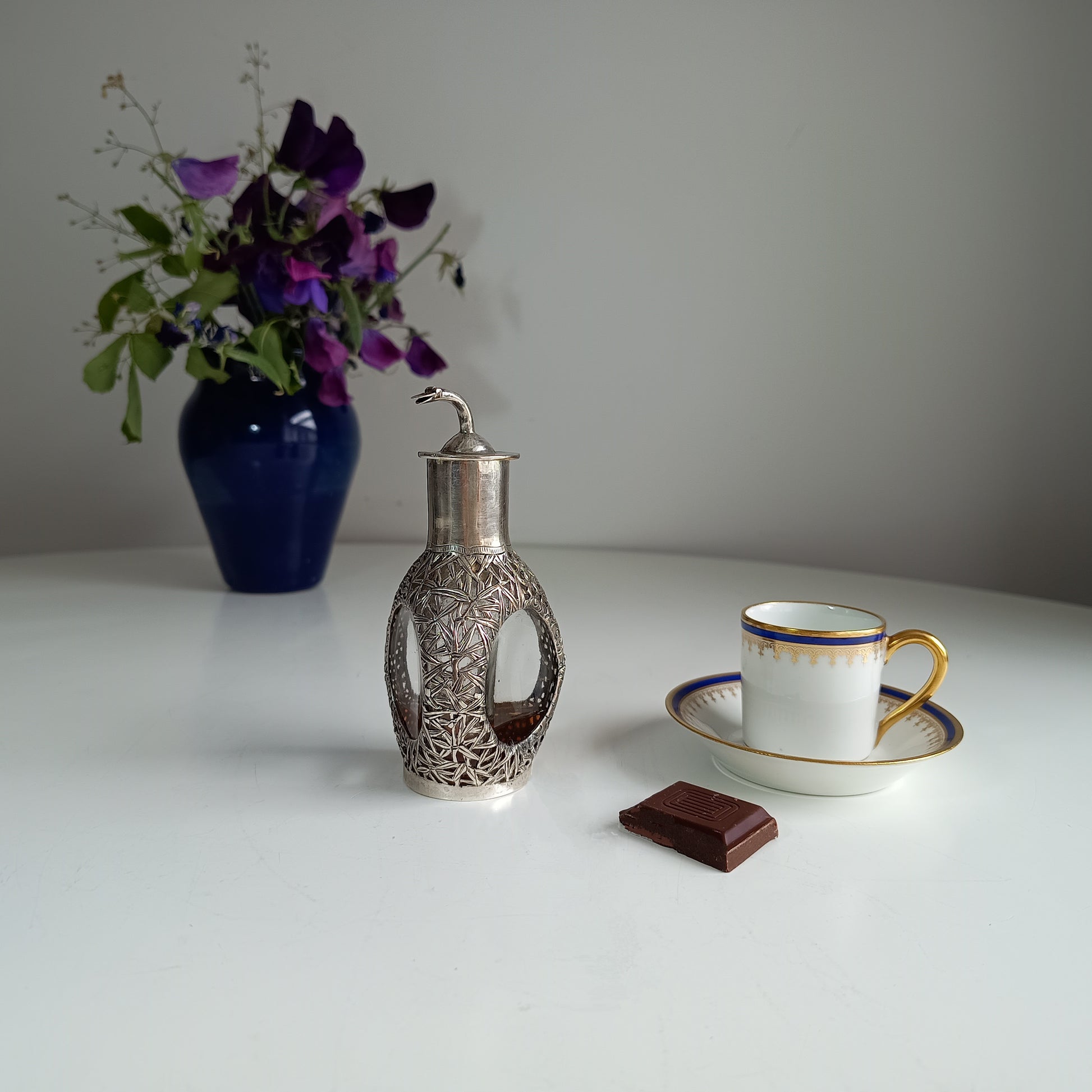 Chinese Export Hallmarked Sterling Silver Bamboo Dragon Pagoda