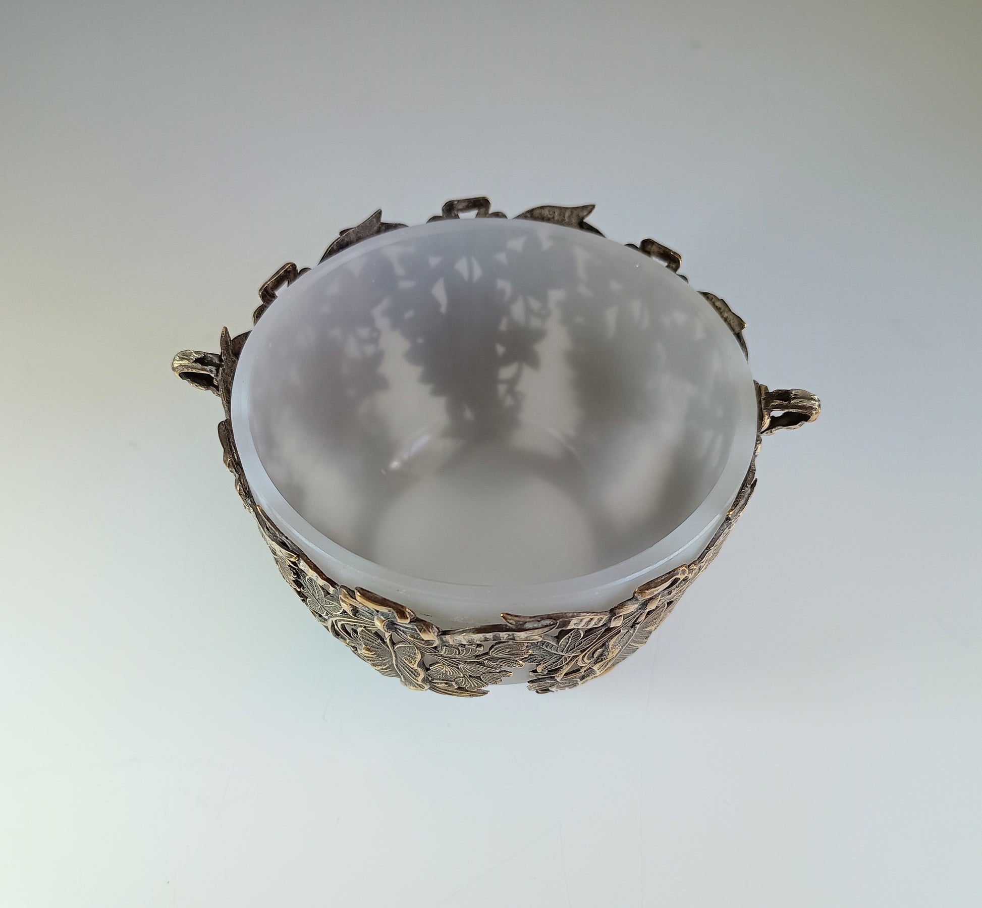 Vintage Cookies Basket French Opaline Glass Bowl