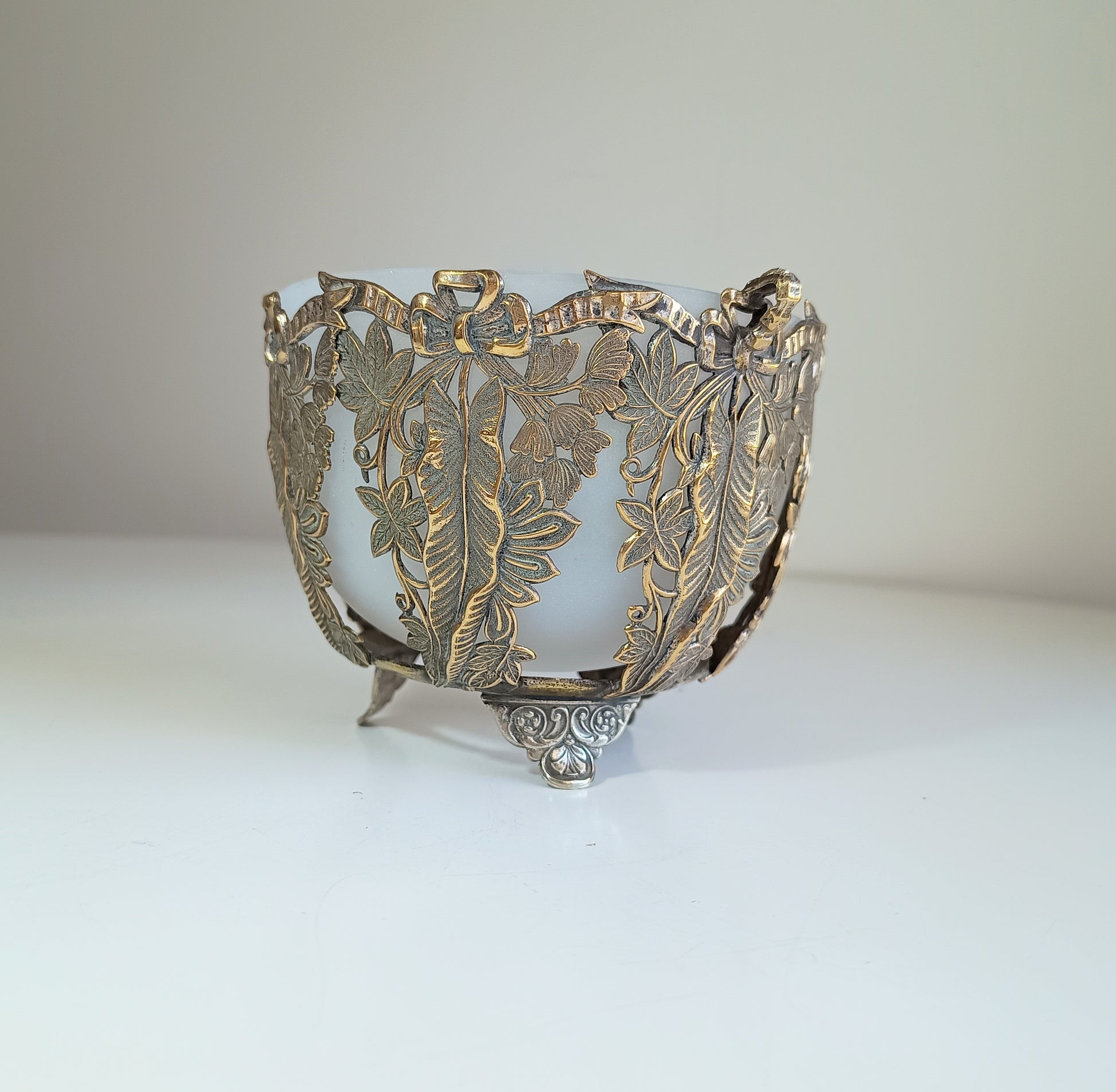 Vintage Cookies Basket French Opaline Glass Bowl