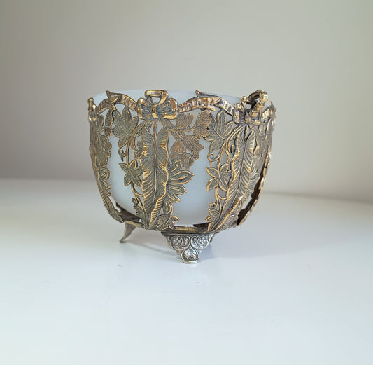 Vintage Cookies Basket French Opaline Glass Bowl