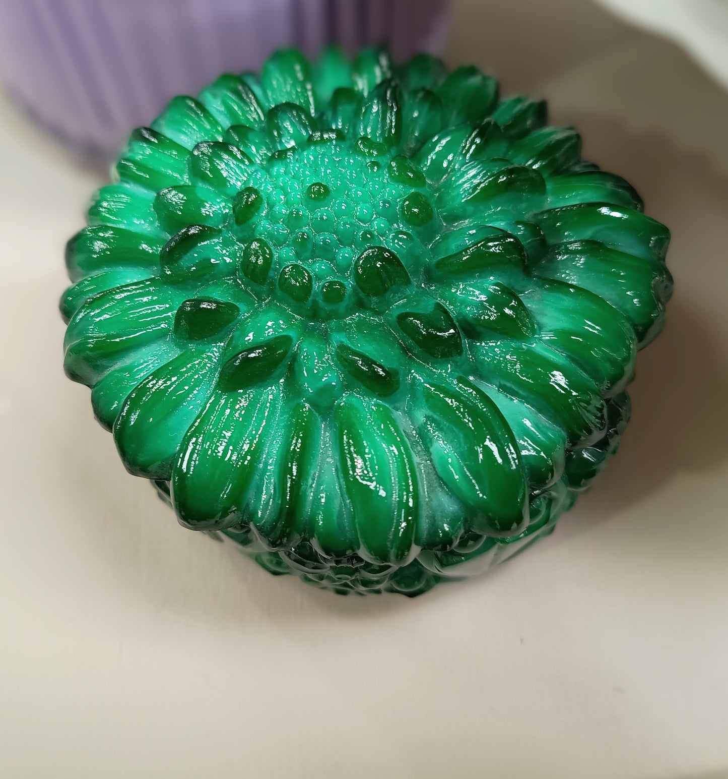 Art Deco Bohemian Art Glass Malachite Glass Lidded Jewellery Box or Watch Box, Schlevogt, Hoffner Designer