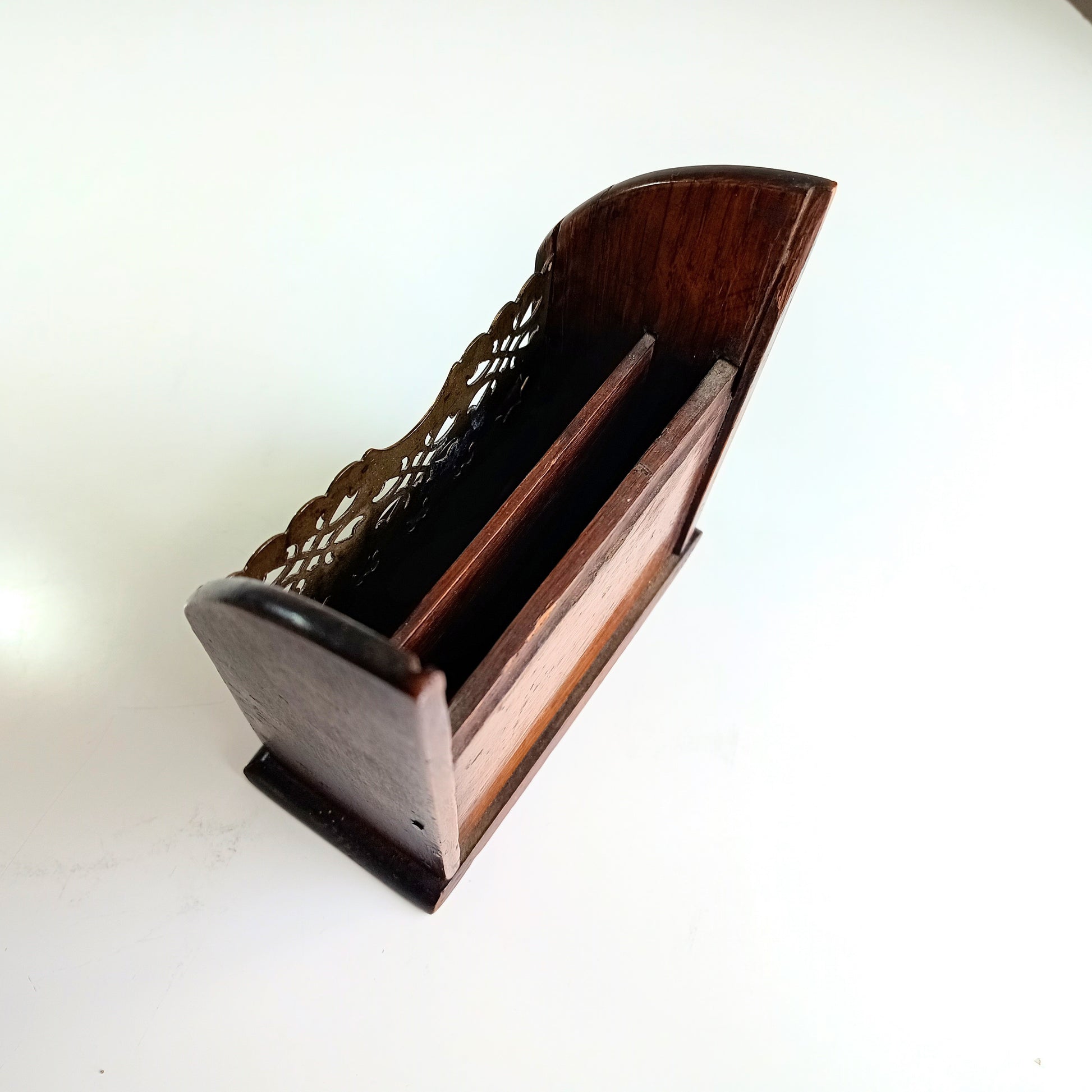 Victorian oak and brass small Tabletop letter rack