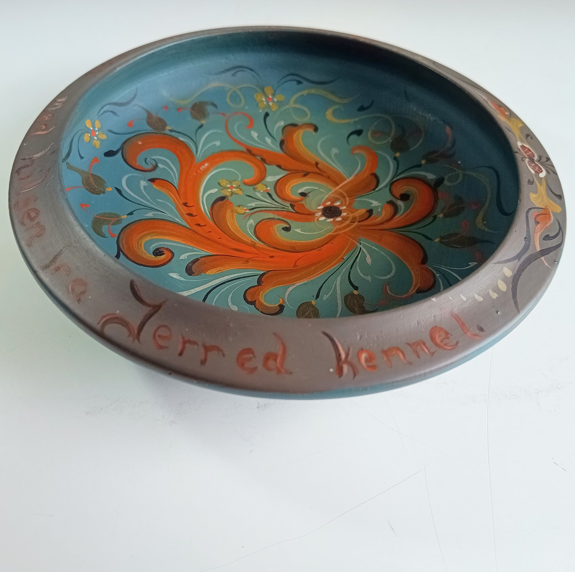 Scandinavian Telemark Roseling Folk Art Signed Plate