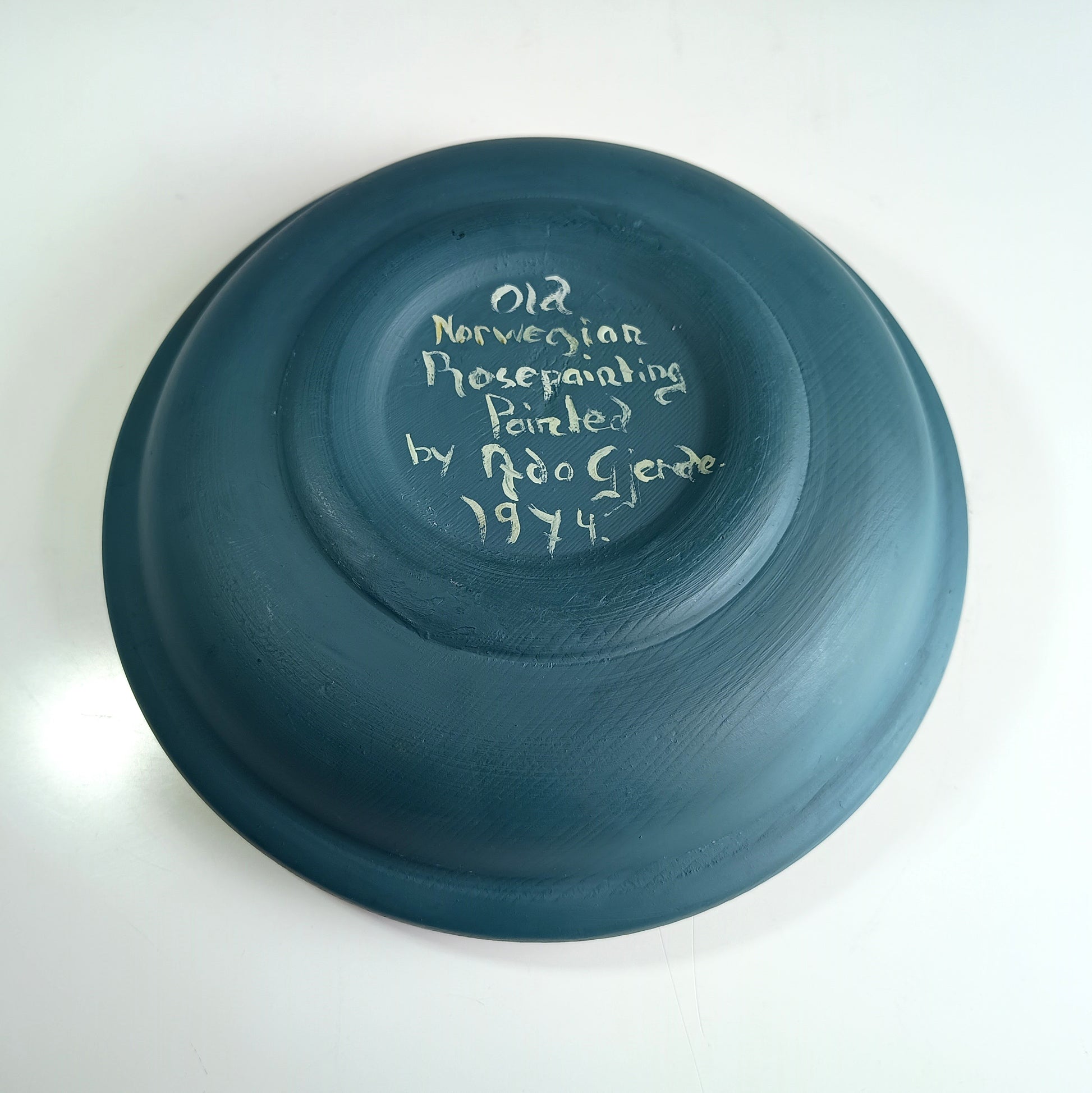 Norwegian Roseling Folk Art Bowl Signed by Ado Gjerde