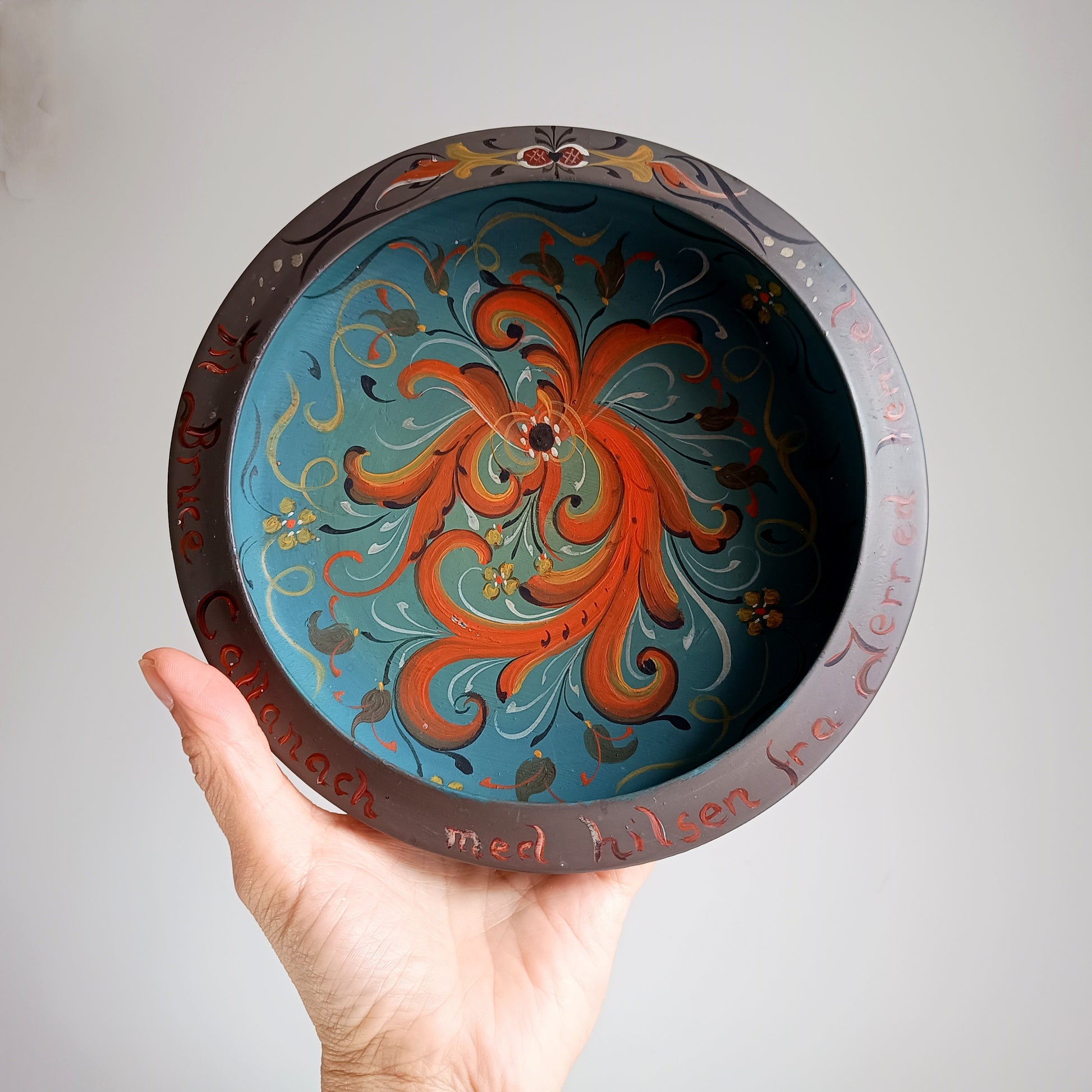 Scandinavian Folk art treen bowl Telemark