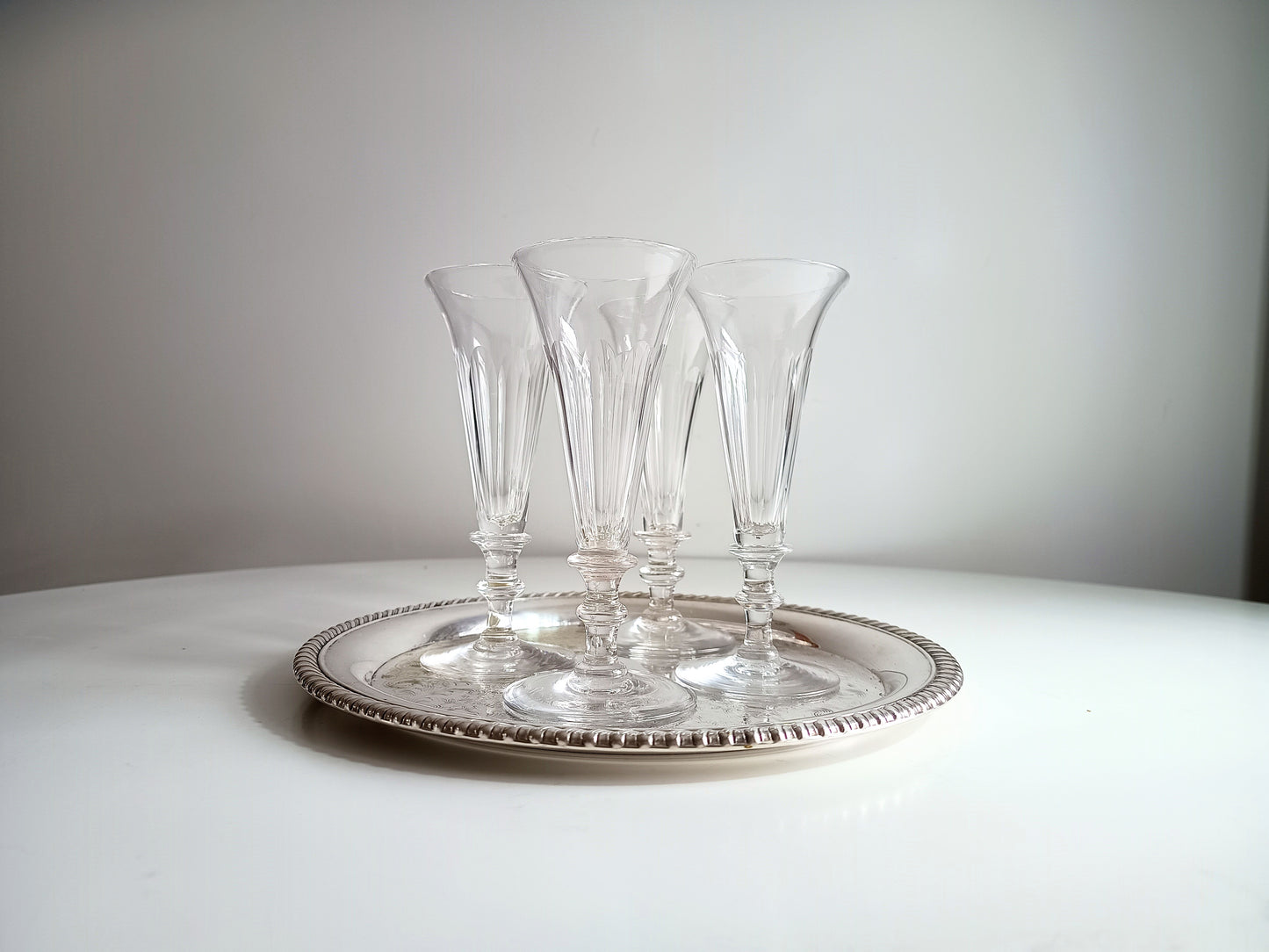 Vintage Crystal Champagne Flutes Georgian Wine Glasses