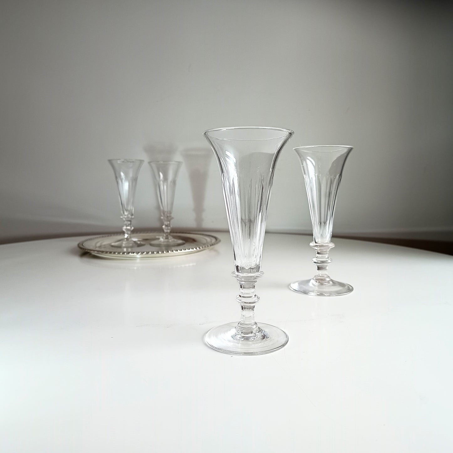 Vintage Crystal Champagne Flutes Georgian Wine Glasses