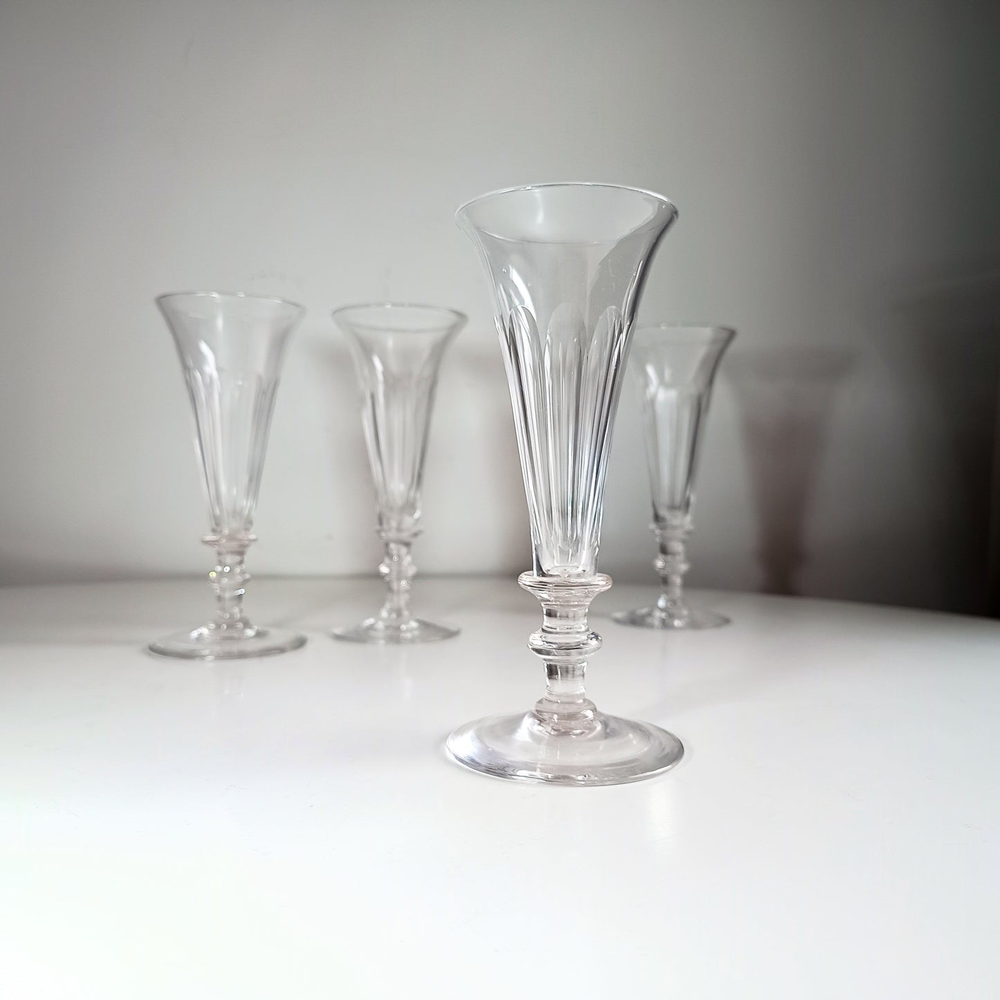Vintage Crystal Champagne Flutes Georgian Wine Glasses
