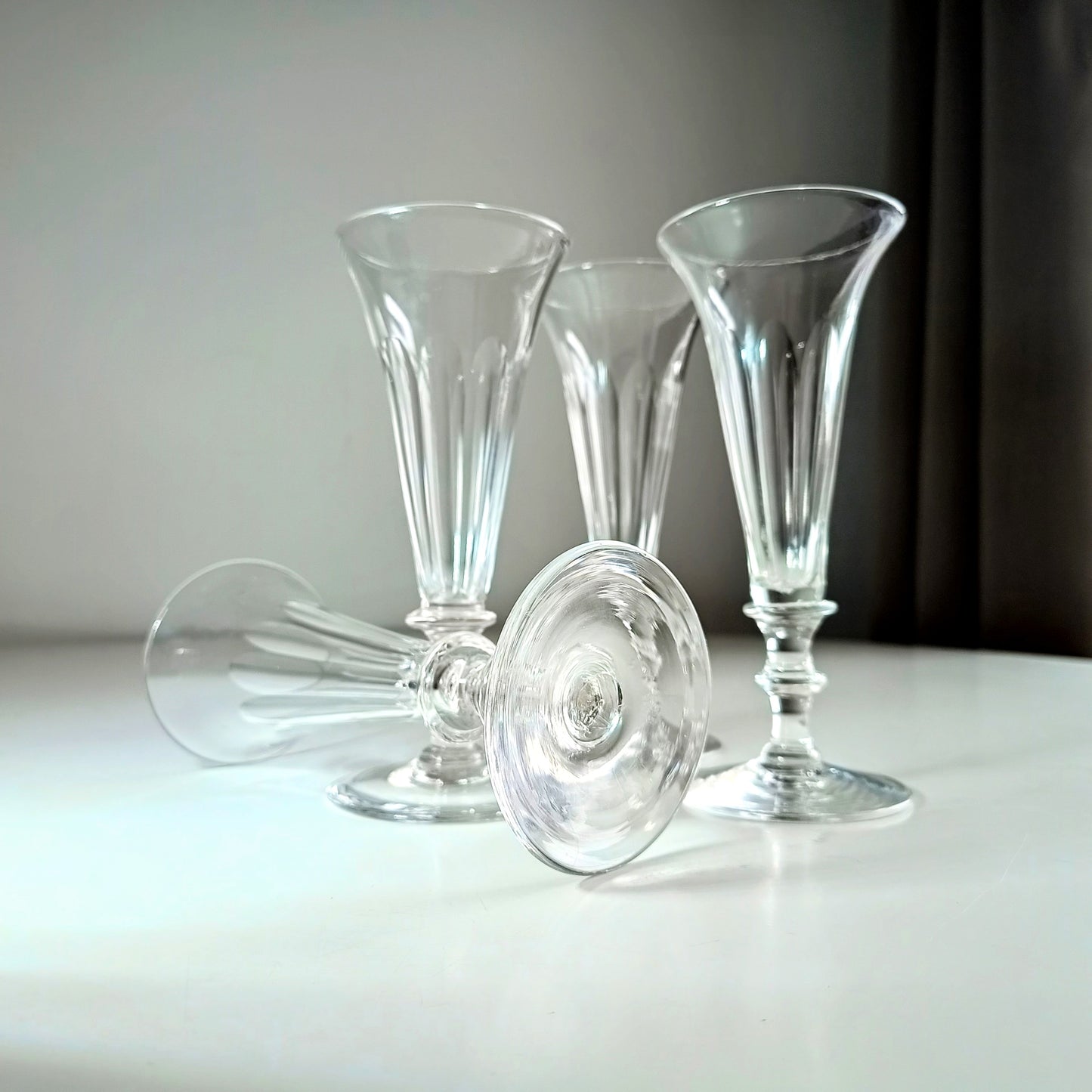 Vintage Crystal Champagne Flutes Georgian Wine Glasses