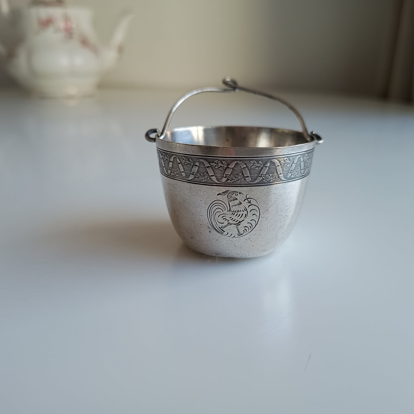 Vintage Tea Strainer by Exclusive Maison Ercuis: Engraved French Rooster Crest