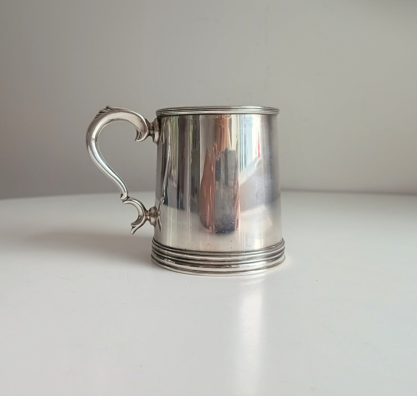 Vintage English Silver Plate Ale Mug: Half Pint Traditional Beer Tankard, Georgian Style