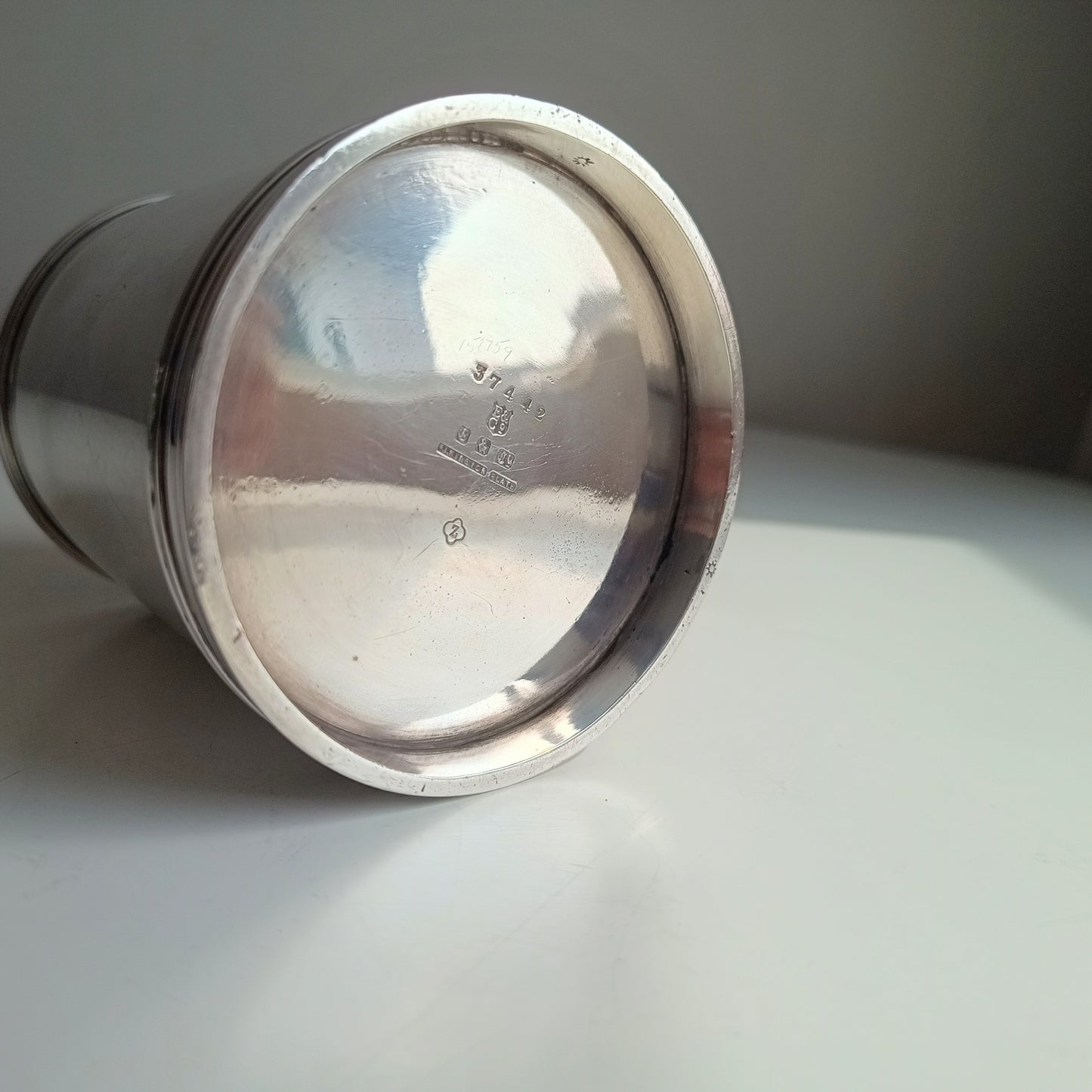 Vintage English Silver Plate Ale Mug: Half Pint Traditional Beer Tankard, Georgian Style