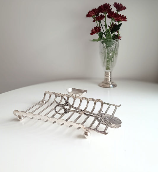Antique English Silver Plate Asparagus Server Drainer with Provencal Sauce or Butter Side Dish Signed Late Victorian to Edwardian Sheffield