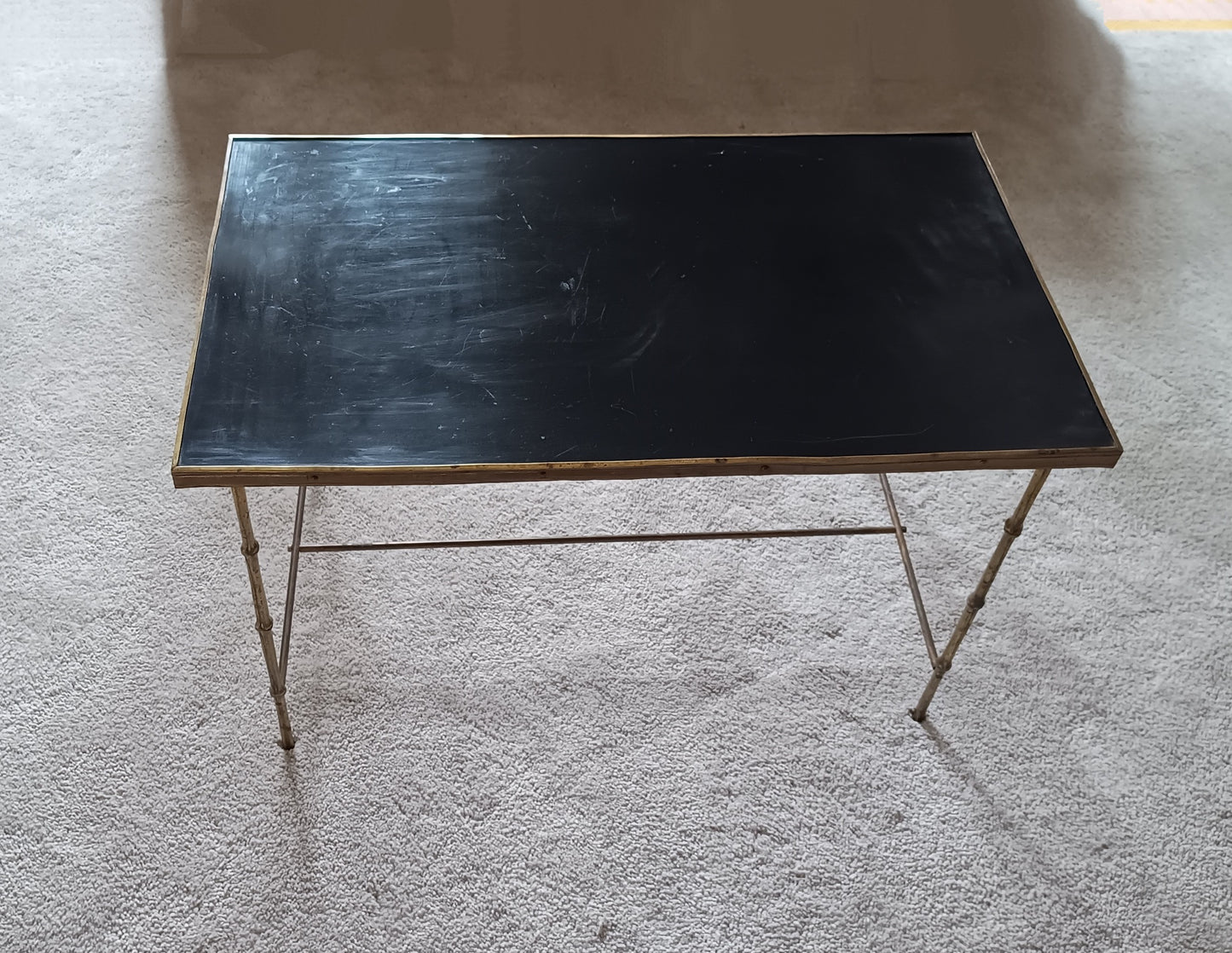 Mid-Century Faux Bamboo Brass Coffee Table, Style of Maison Jansen and Maison Baguès