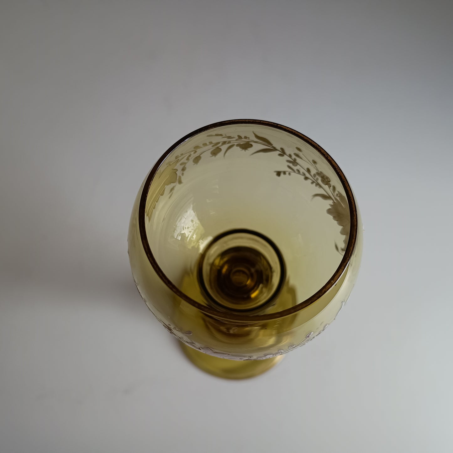 Theresienthal Historismus Enamelled Olive Green Antikgrün Glass "Roman" Beaker by Henrietta Von Porschinger, Renaissance Revival Style 1890
