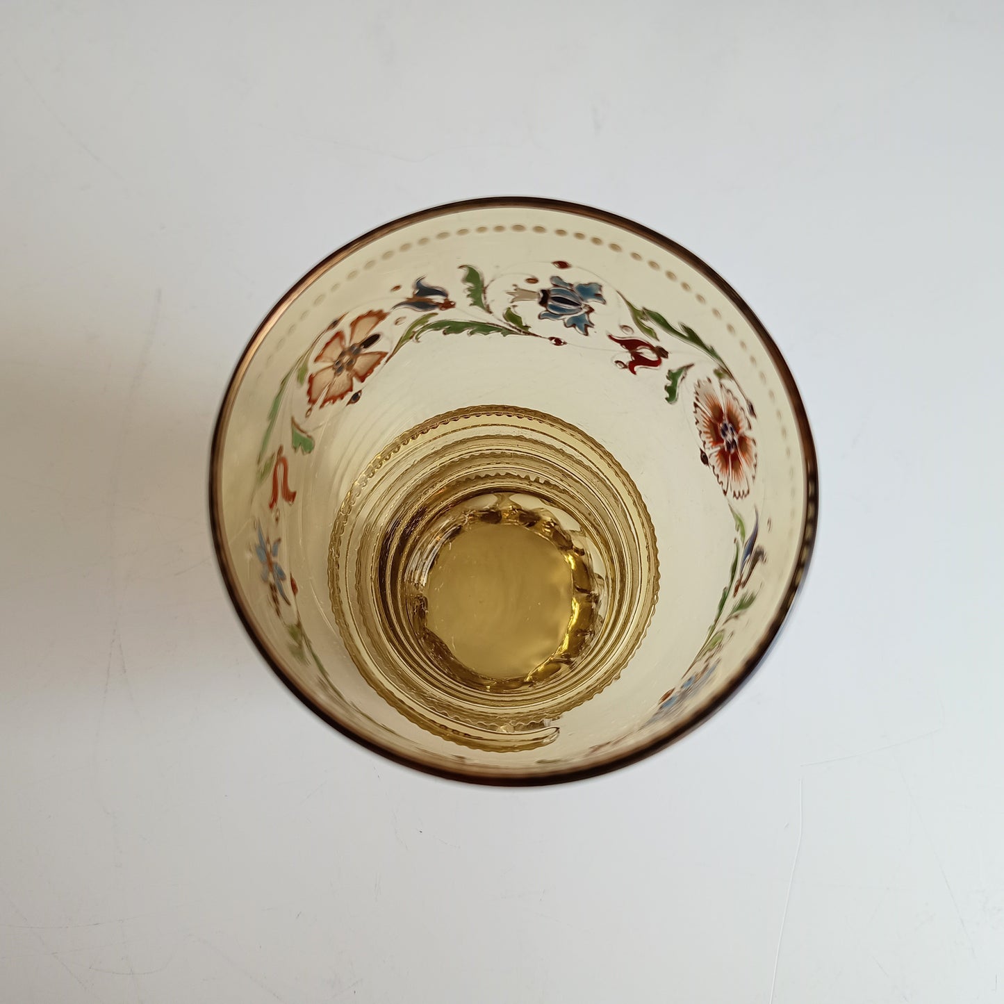 Theresienthal Historismus Enamelled Olive Green Antikgrün Glass "Roman" Beaker by Henrietta Von Porschinger, Renaissance Revival Style 1890