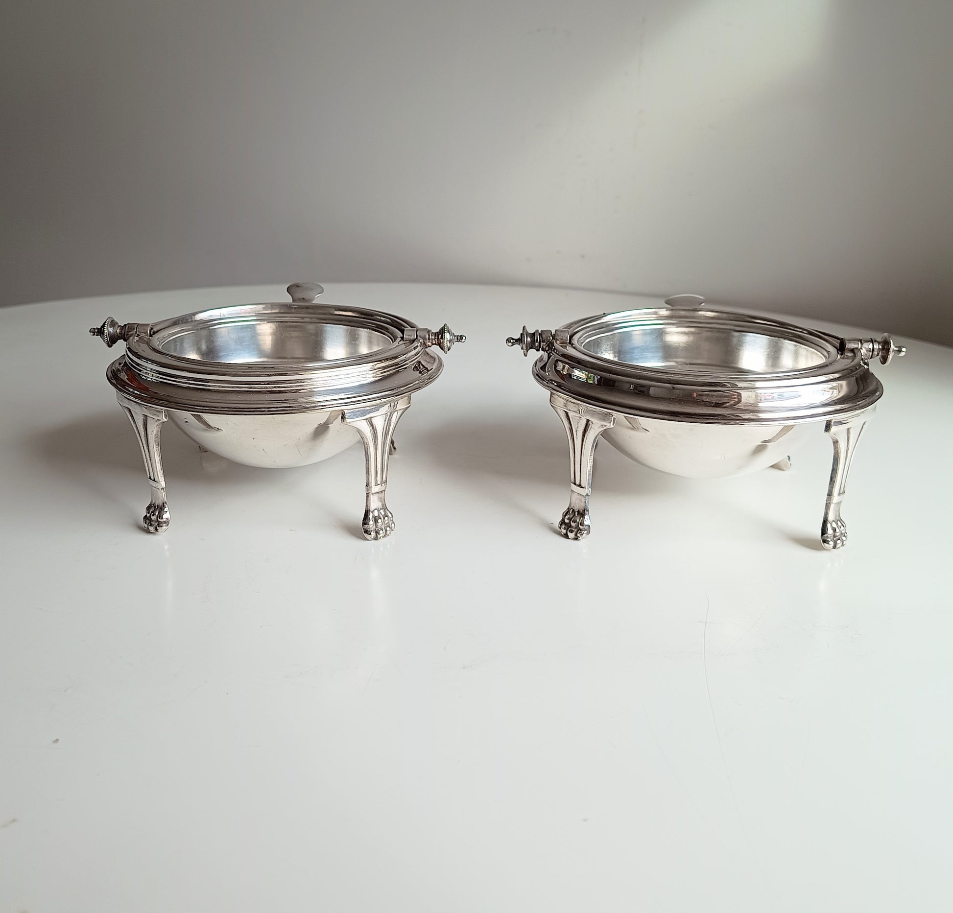 Vintage Rollover Dome Butter Dish Caviar Server, lion feet