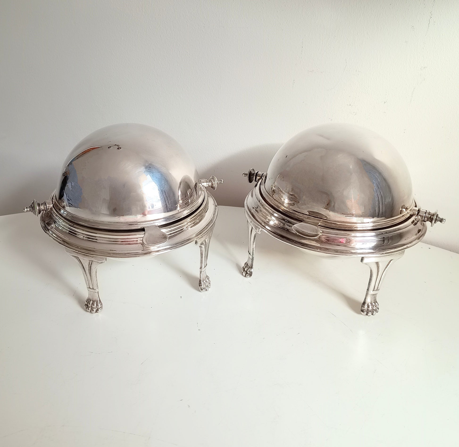 Vintage Rollover Dome Butter Dish Caviar Server, lion feet