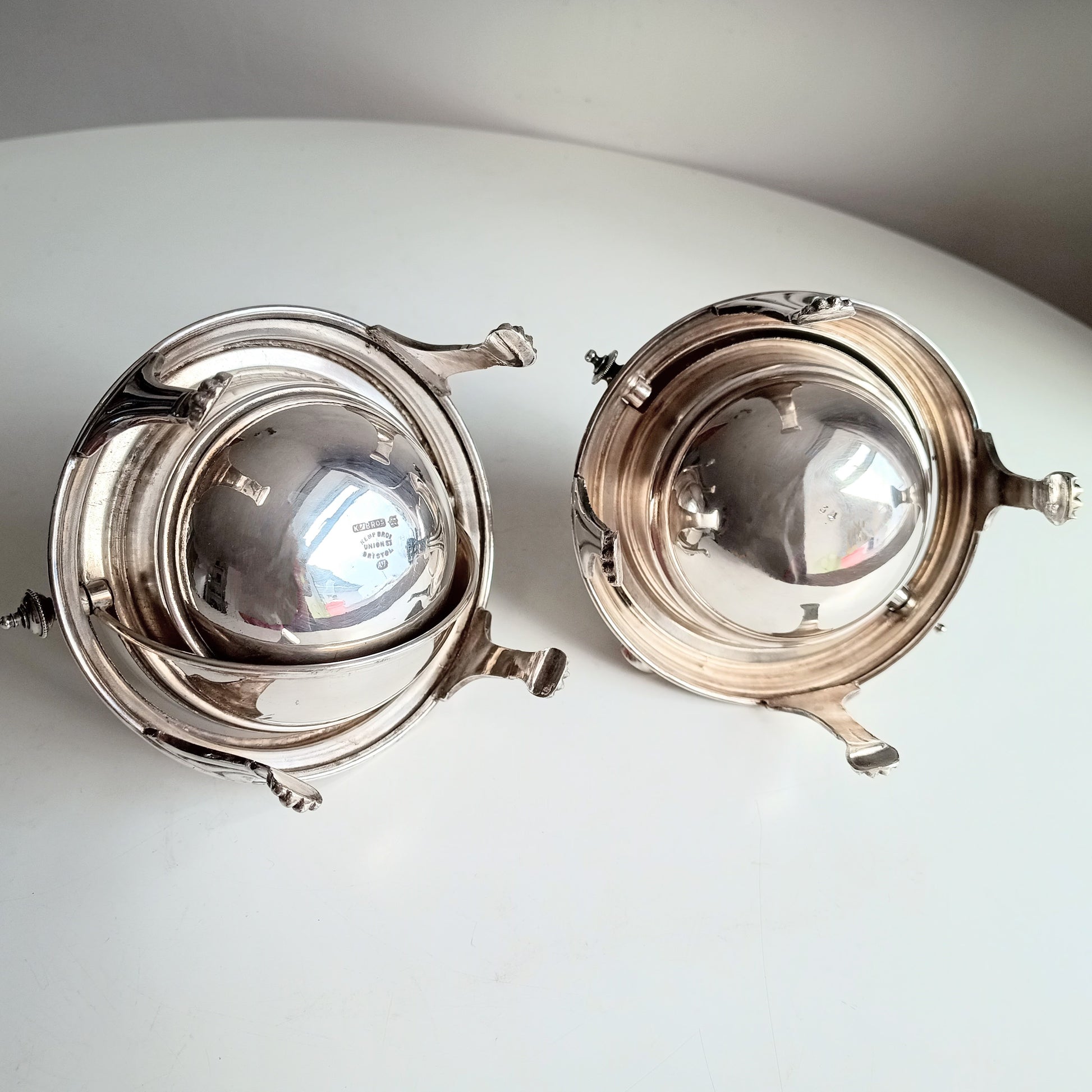 Vintage Rollover Dome Butter Dish Caviar Server, lion feet