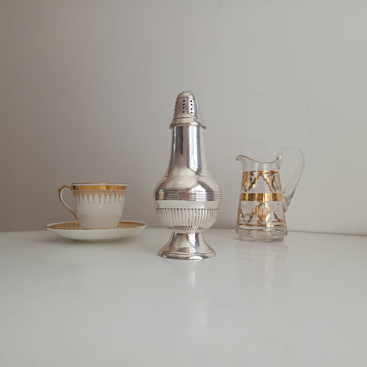 Large English Silver Plate Georgian Revival Muffineer, Neo-Classical Style, c 1900