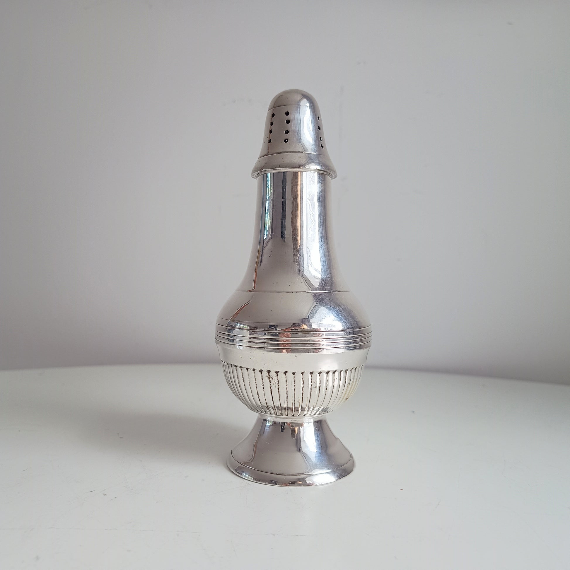 Large English Silver Plate Georgian Revival Muffineer, Neo-Classical Style, c 1900