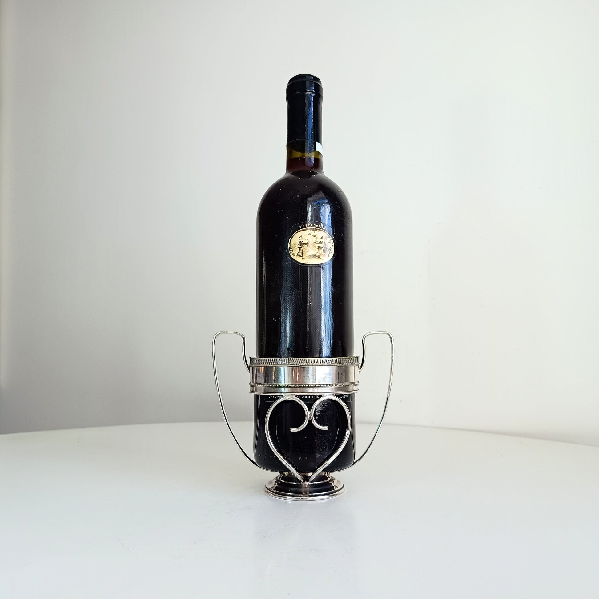 Vintage Georgian Style Silver Plate Neo-Classical Red Wine Bottle Display Stand Wine Cradle Drinks station