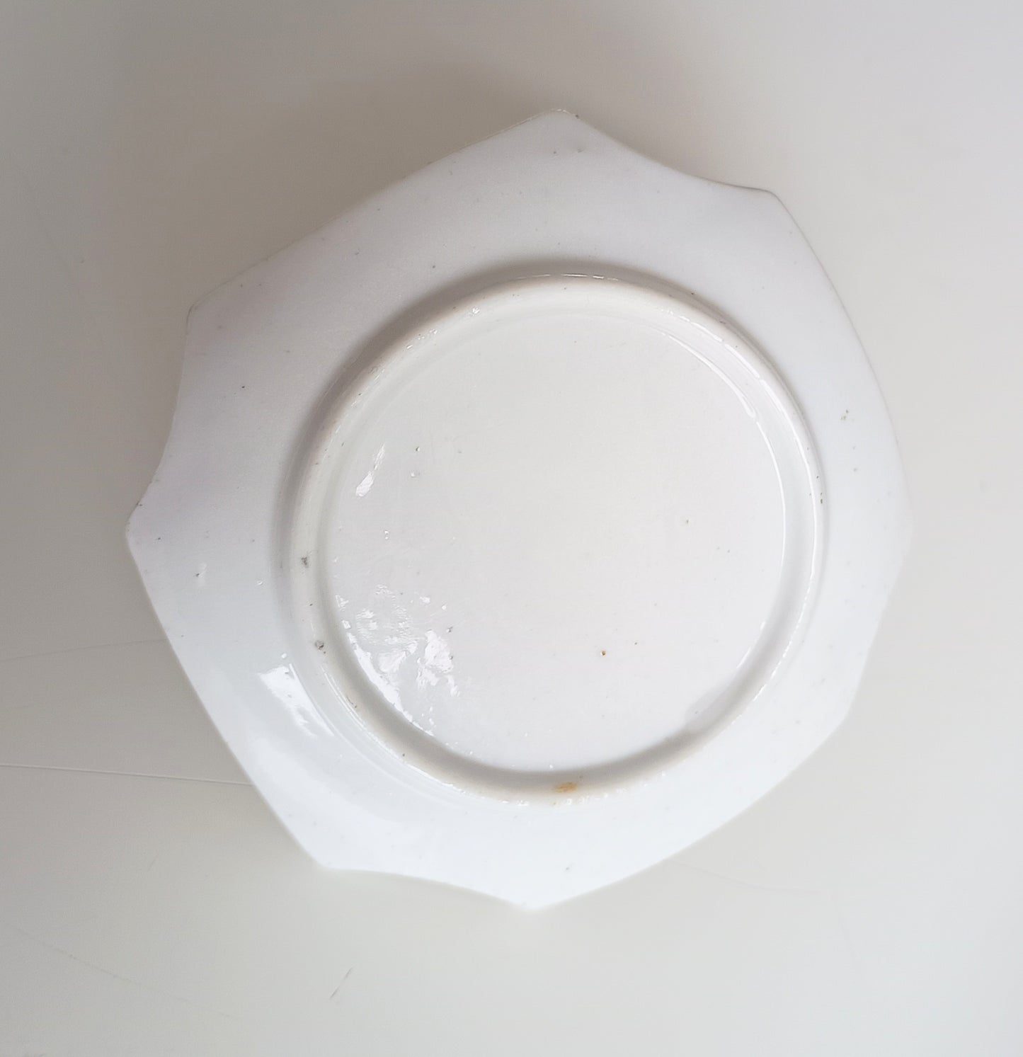 Small Antique Ceramic Edwardian Inkwell - Integrated Base, Hand Enamelled Decor