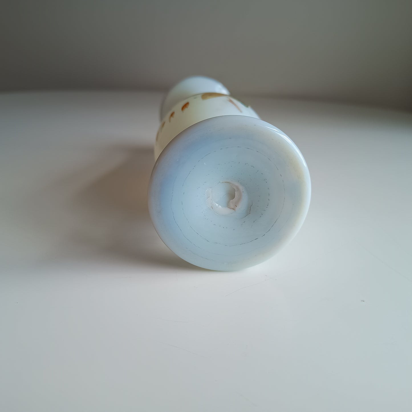 Art Nouveau Enamelled White Opaline Glass Vase: Aesthetic Movement, Berries Decor, Bohemia