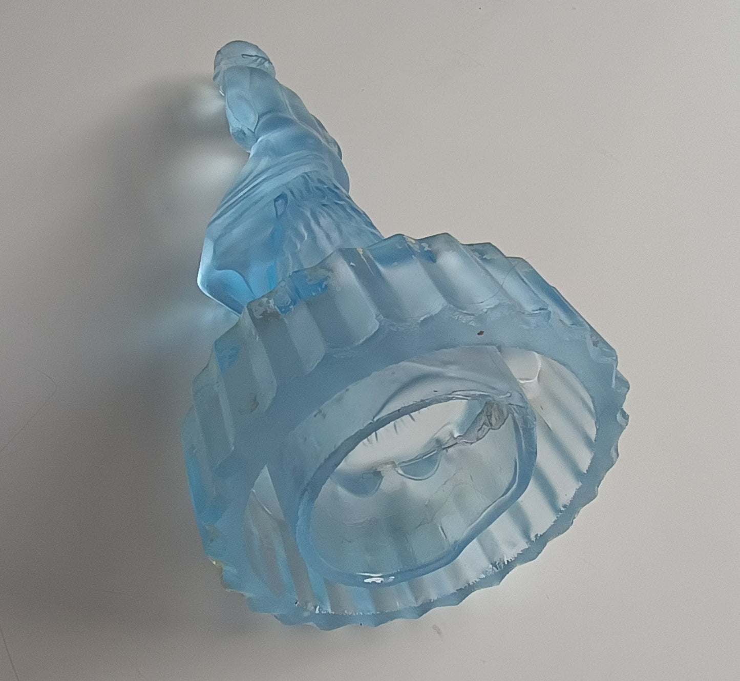 Vintage English Art Deco Pressed Glass Sculpture and Bowl: Flower Frog Centrepiece, Sowerby