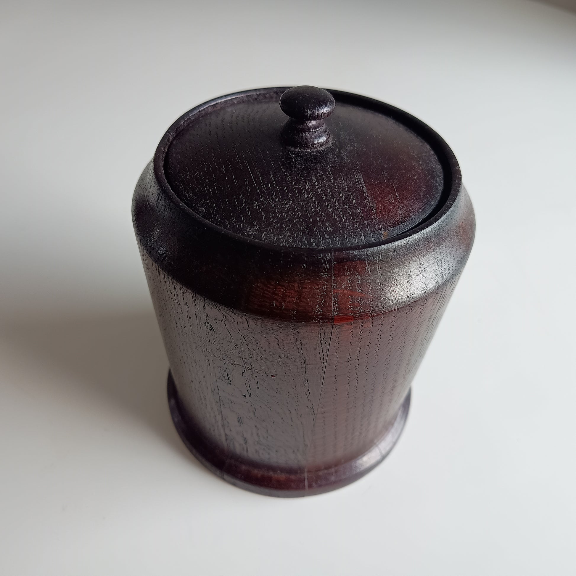 Vintage English Oak Tobacco Jar: Treenware,