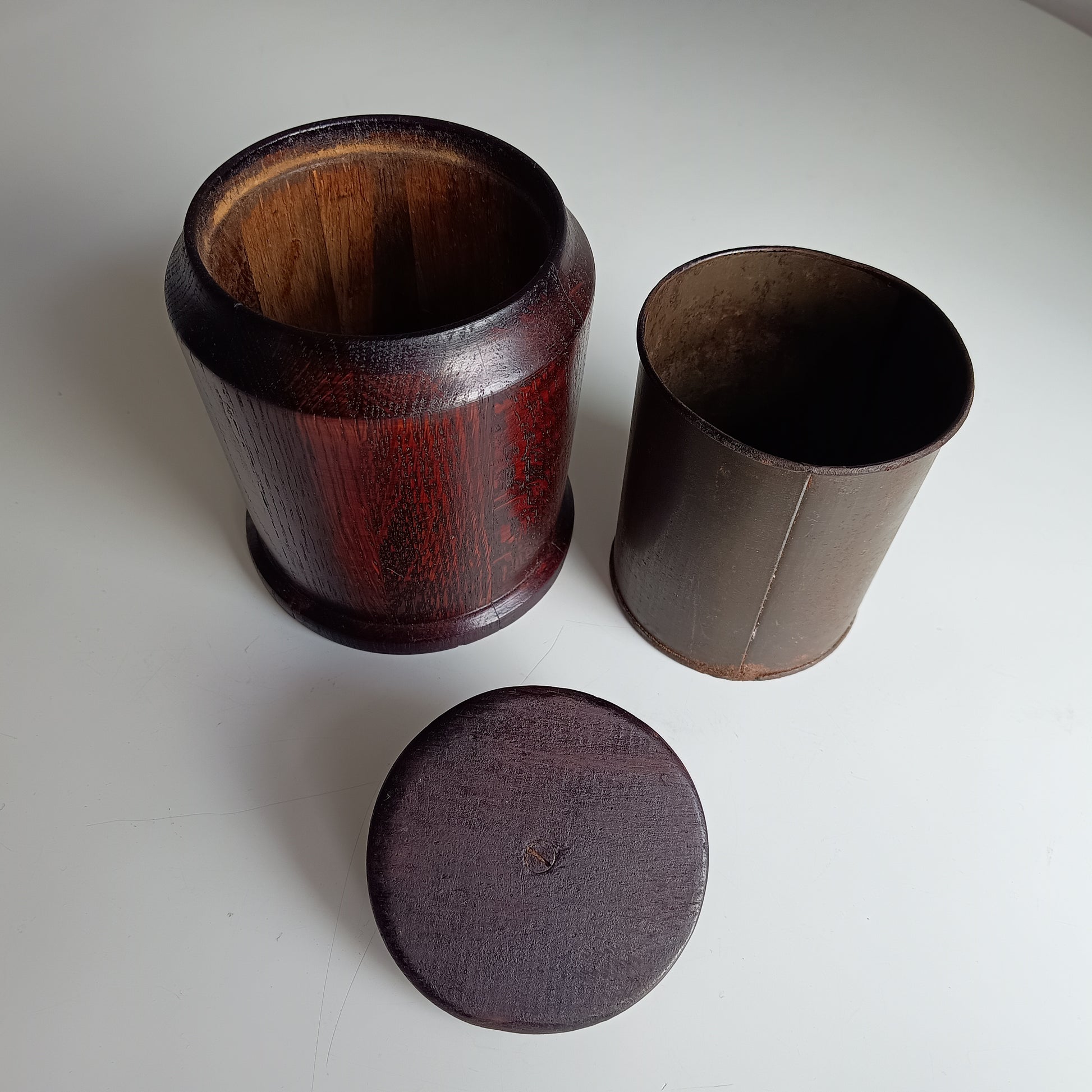 Vintage English Oak Tobacco Jar: Treenware,