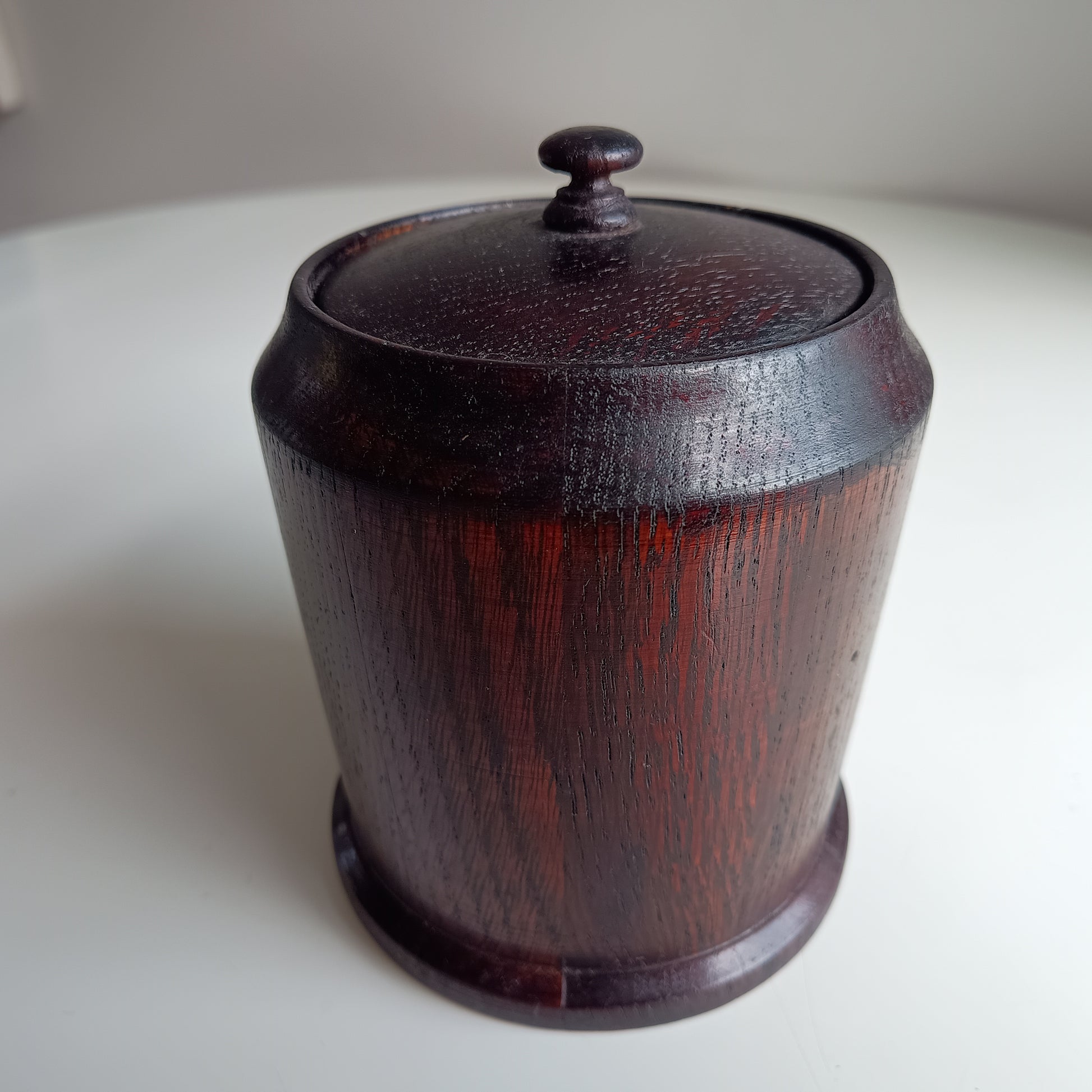 Vintage English Oak Tobacco Jar: Treenware,