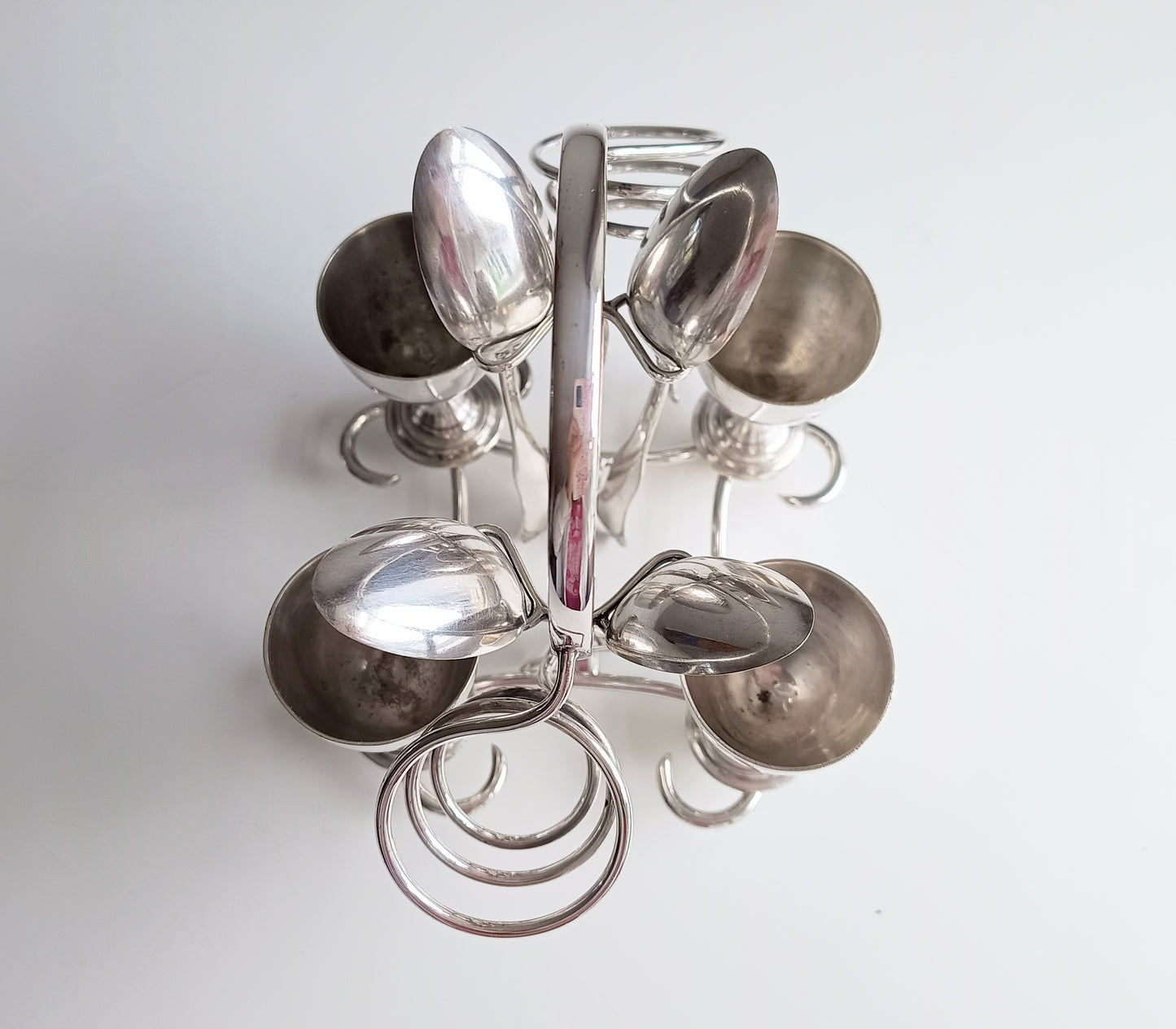 Art Nouveau Silver Plate Egg Cruet: Breakfast Serving Set, Christopher Dresser Style