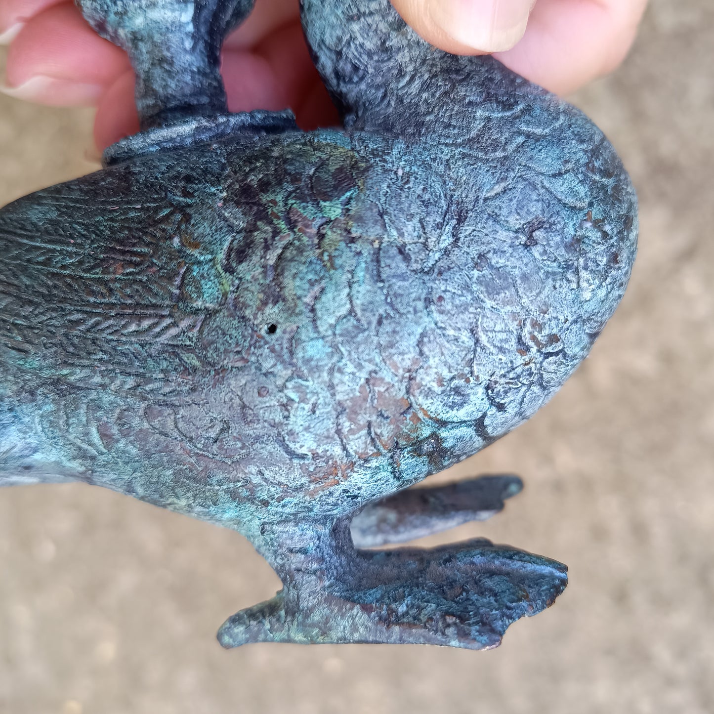 Antique Verdigris Bronze or Brass Zoomorphic Candle Holder