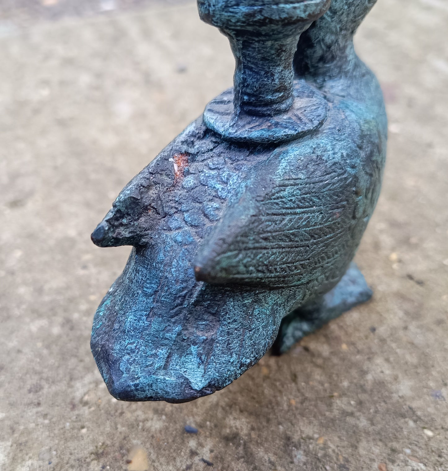 Antique Verdigris Bronze or Brass Zoomorphic Candle Holder