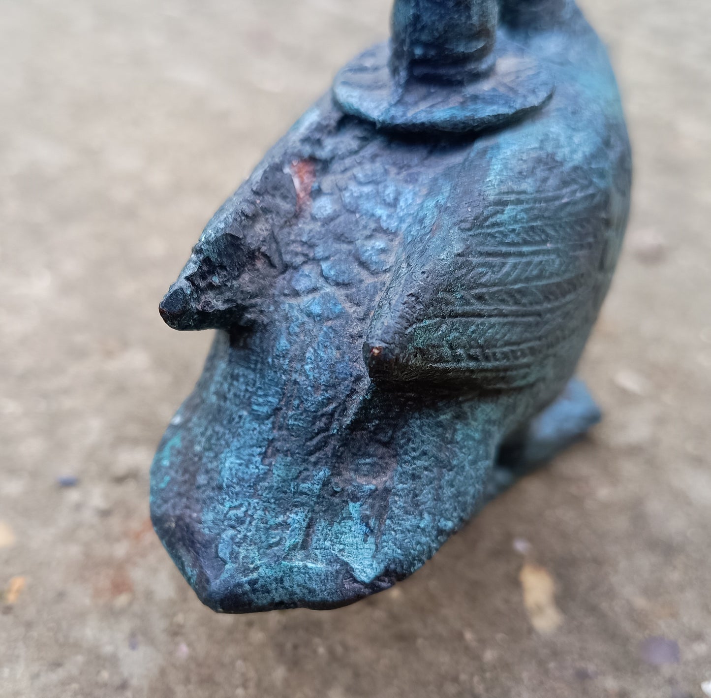 Antique Verdigris Bronze or Brass Zoomorphic Candle Holder