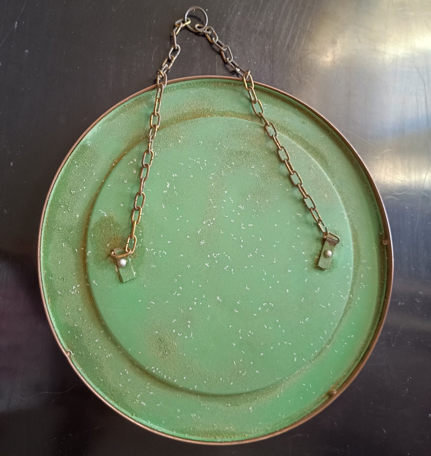 Vintage English Hammered Copper Frame with Lightly Convex Mirror, Nautical Style, 1950s