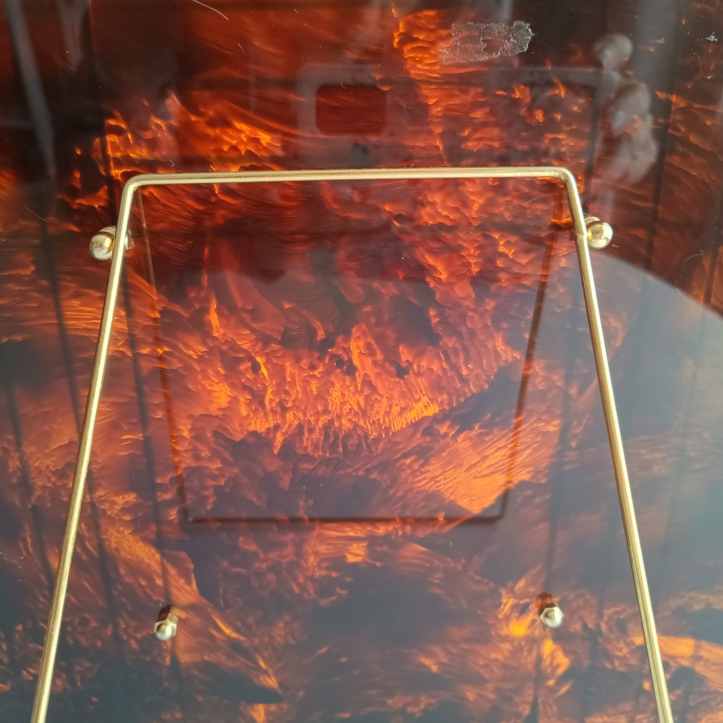 Pair of Large Vintage Sculptural Midcentury Faux Tortoiseshell Lucite Tabletop Frames in the style of Christian Dior Home