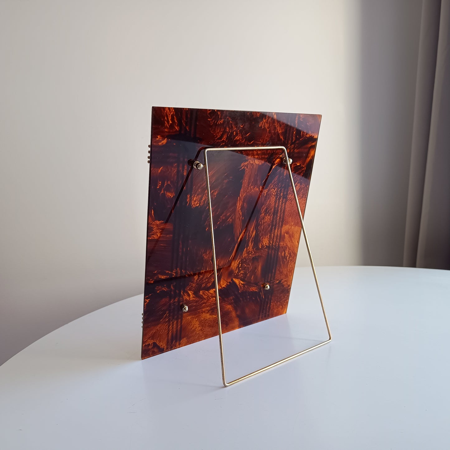 Large Vintage Midcentury Modern Tortoiseshell Lucite Tabletop Frame in the style of Christian Dior Home
