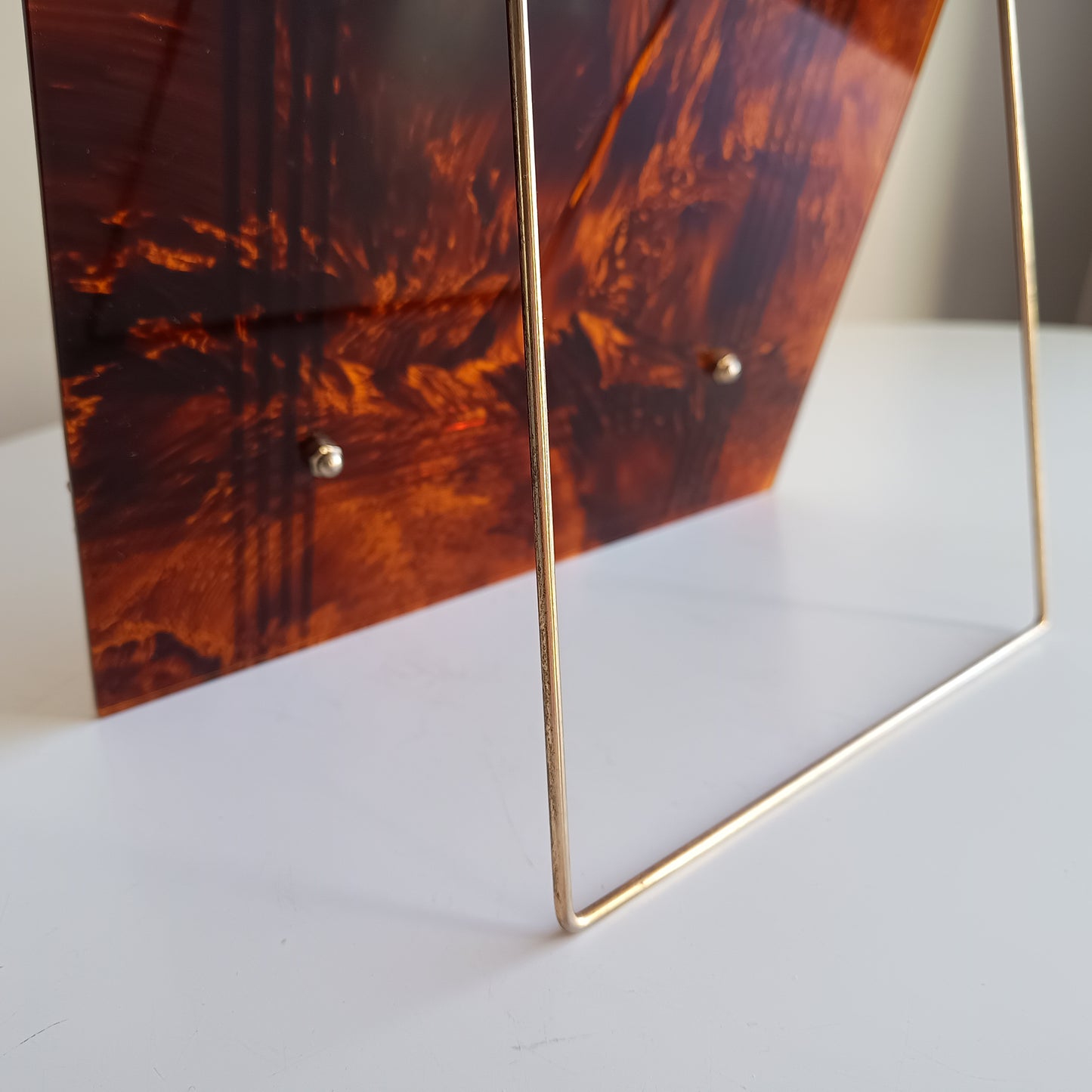 Large Vintage Midcentury Modern Tortoiseshell Lucite Tabletop Frame in the style of Christian Dior Home
