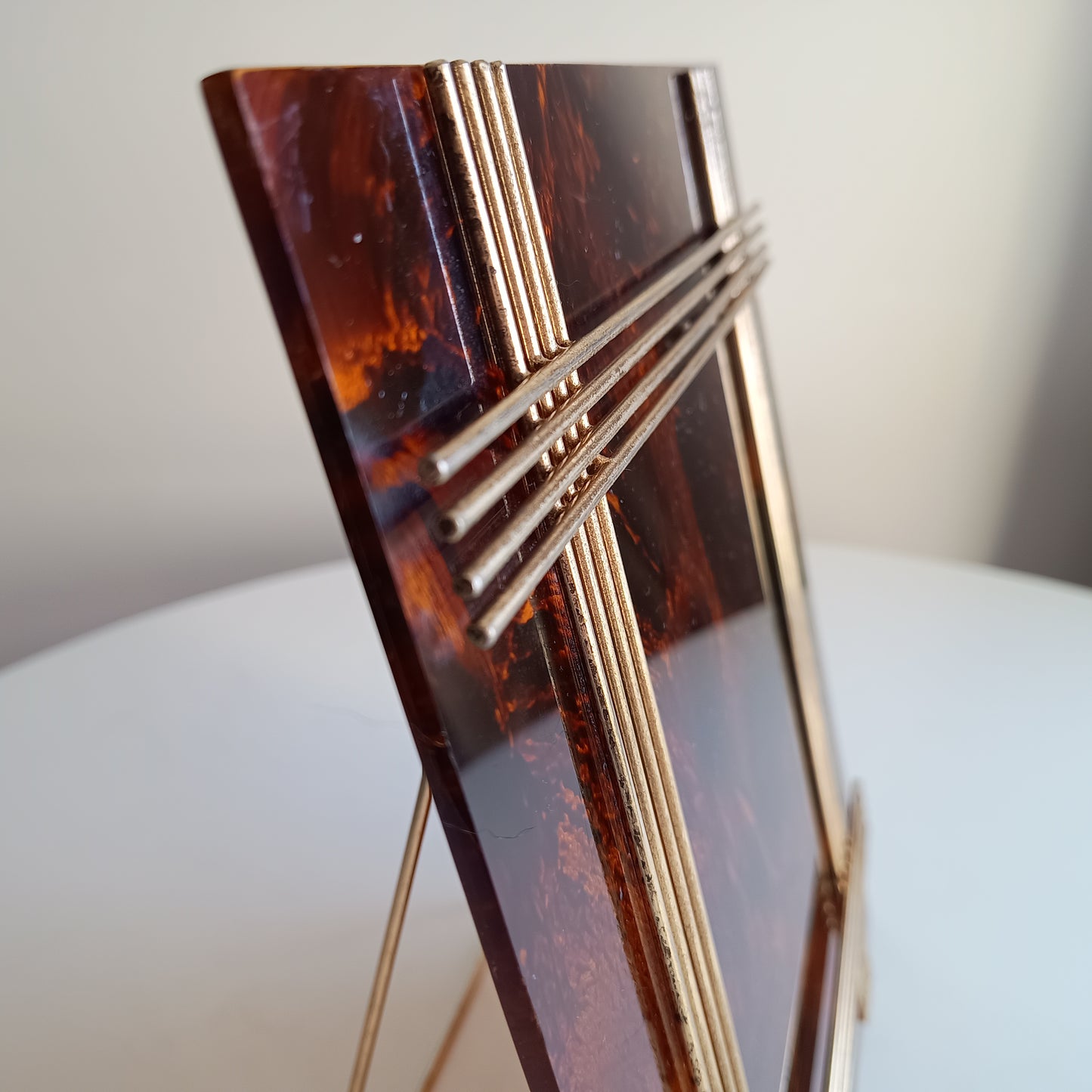 Large Vintage Midcentury Modern Tortoiseshell Lucite Tabletop Frame in the style of Christian Dior Home