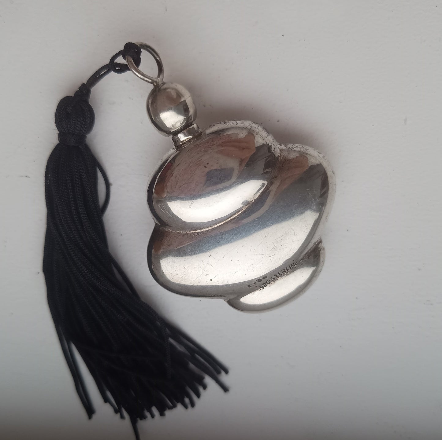 Vintage Art Deco Style Chatelaine Perfume Bottle in Solid Sterling Silver