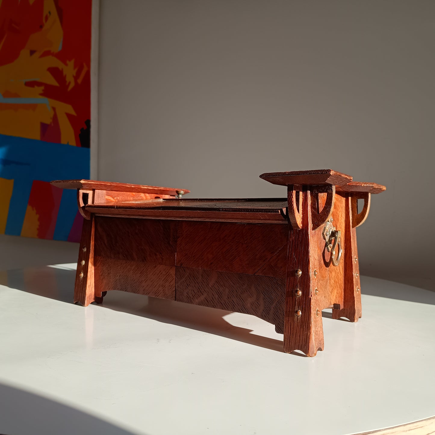 Arts and Crafts Art Nouveau Small Cabinet in Quarter-sawn Oak, Glasgow School Style