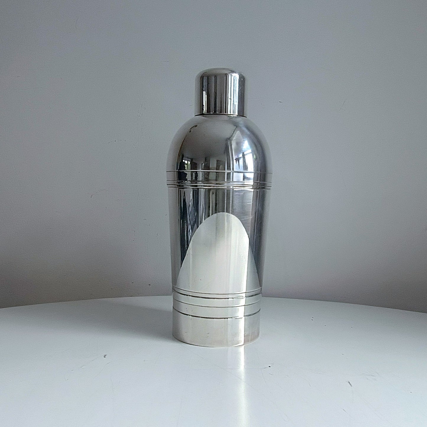 Genuine Art Deco Silver Plated Cocktail Shaker: Streamline Moderne 3-Part Cobbler, XL size